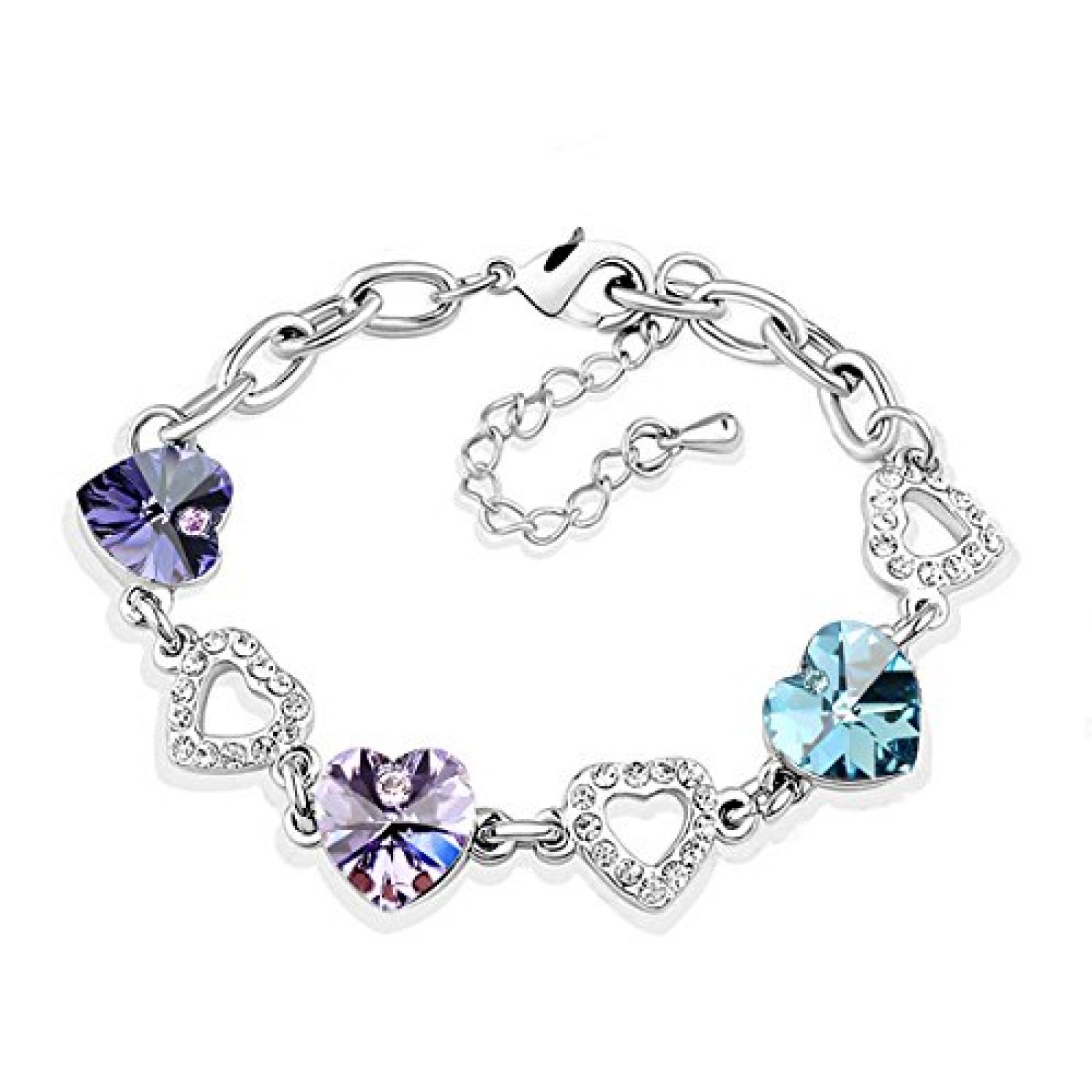 Le Premium® Kleeblatt Kristall Charme Armbänder herzförmigen Swarovski Tansanit lila, violett,und Aquamarine kristalle Le Premium® Kleeblatt Kristall Charme Armbänder herzförmigen Swarovski Tansanit lila, violett,und Aquamarine kristalle