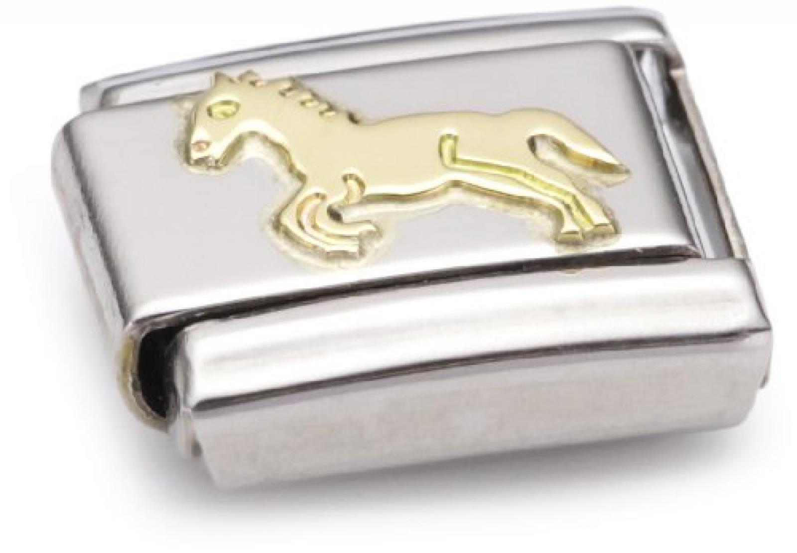 Nomination Composable Classic TIERE - LAND Edelstahl und 18K-Gold (Ganzes Pferd) 030112 