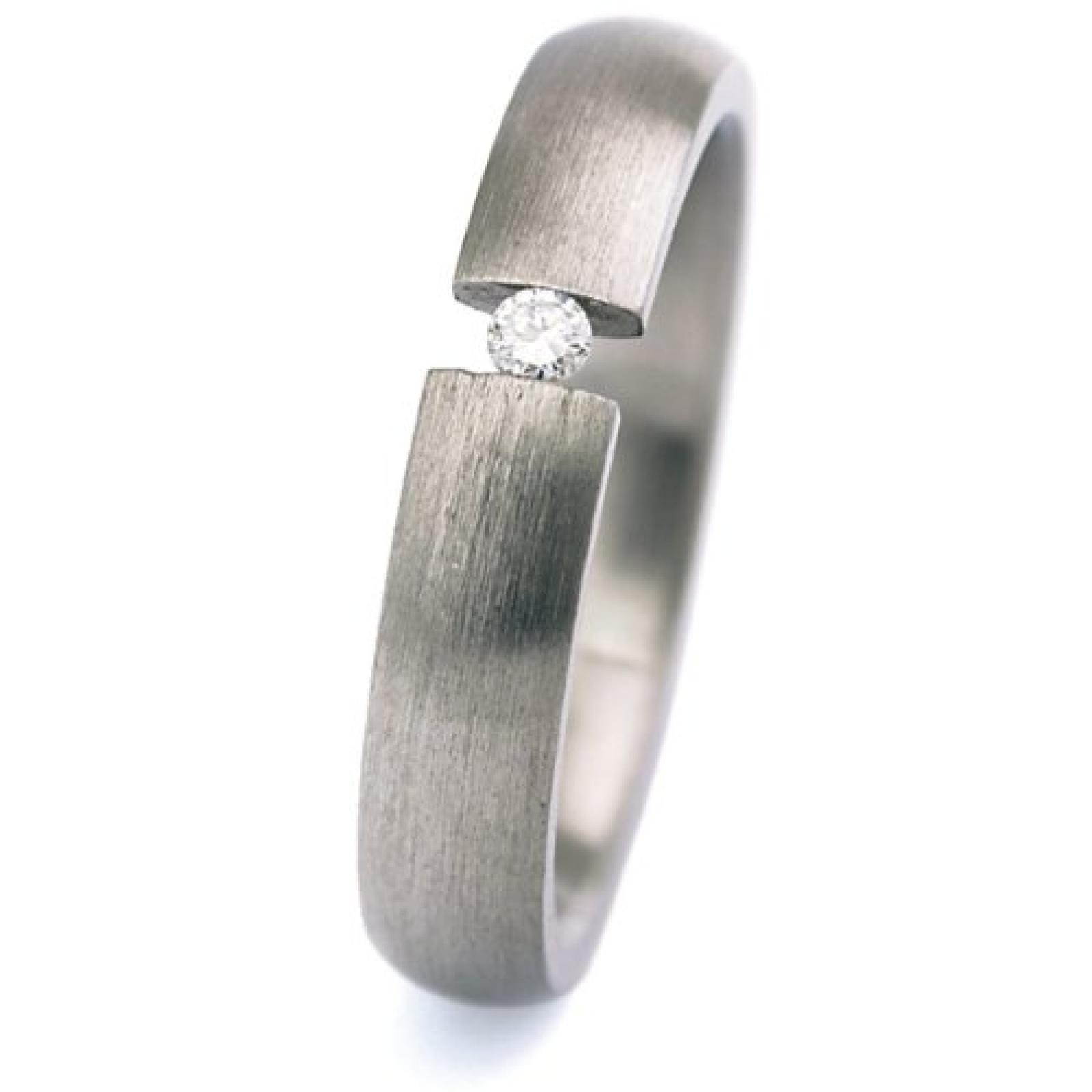 Monomania Damen-Ring Edelstahl 1 Diamant 0,02 ct weiß 20242 