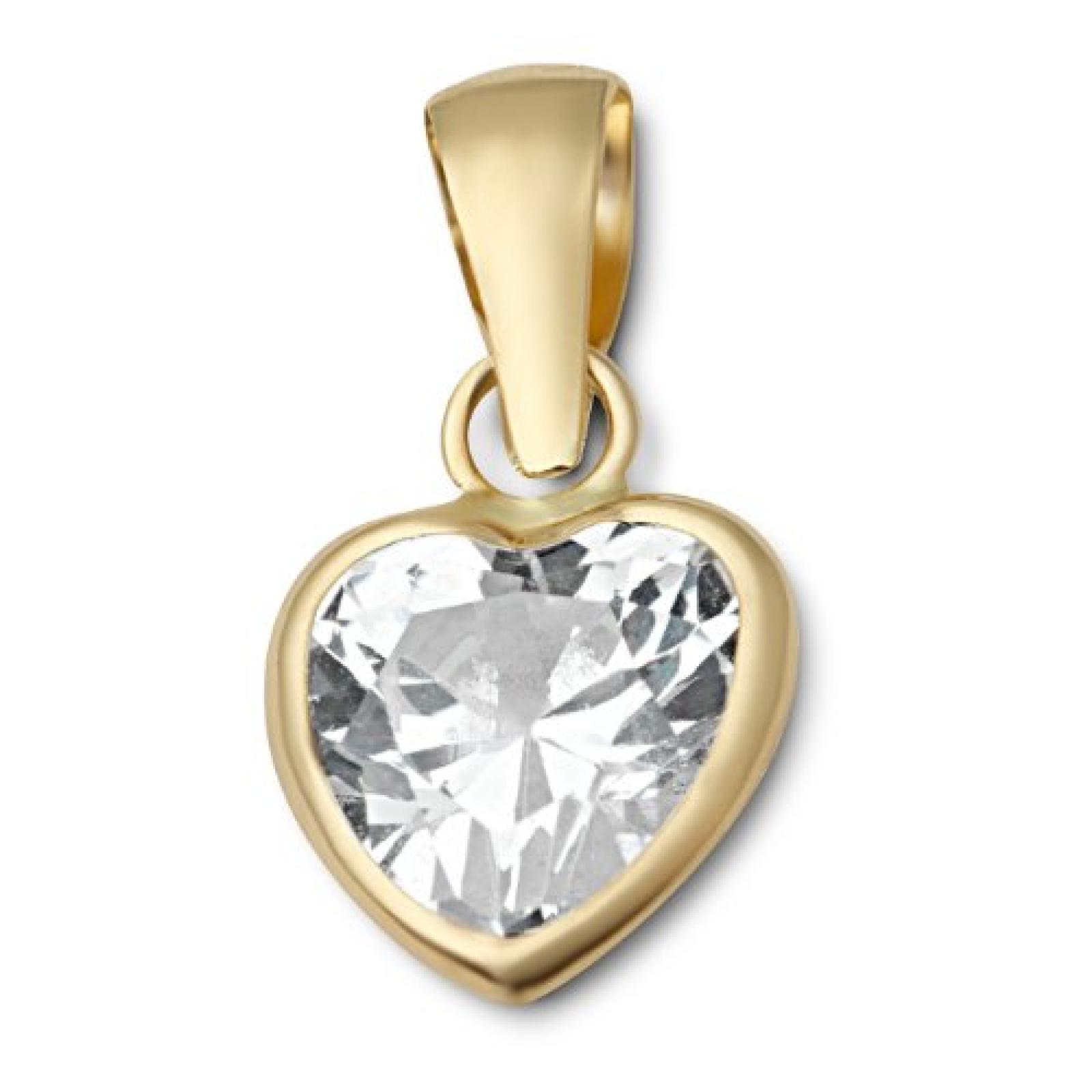 Miore Damen-Anh&auml;nger Herz 9 Karat 375 Gelbgold Zirkonia MA982ZP 