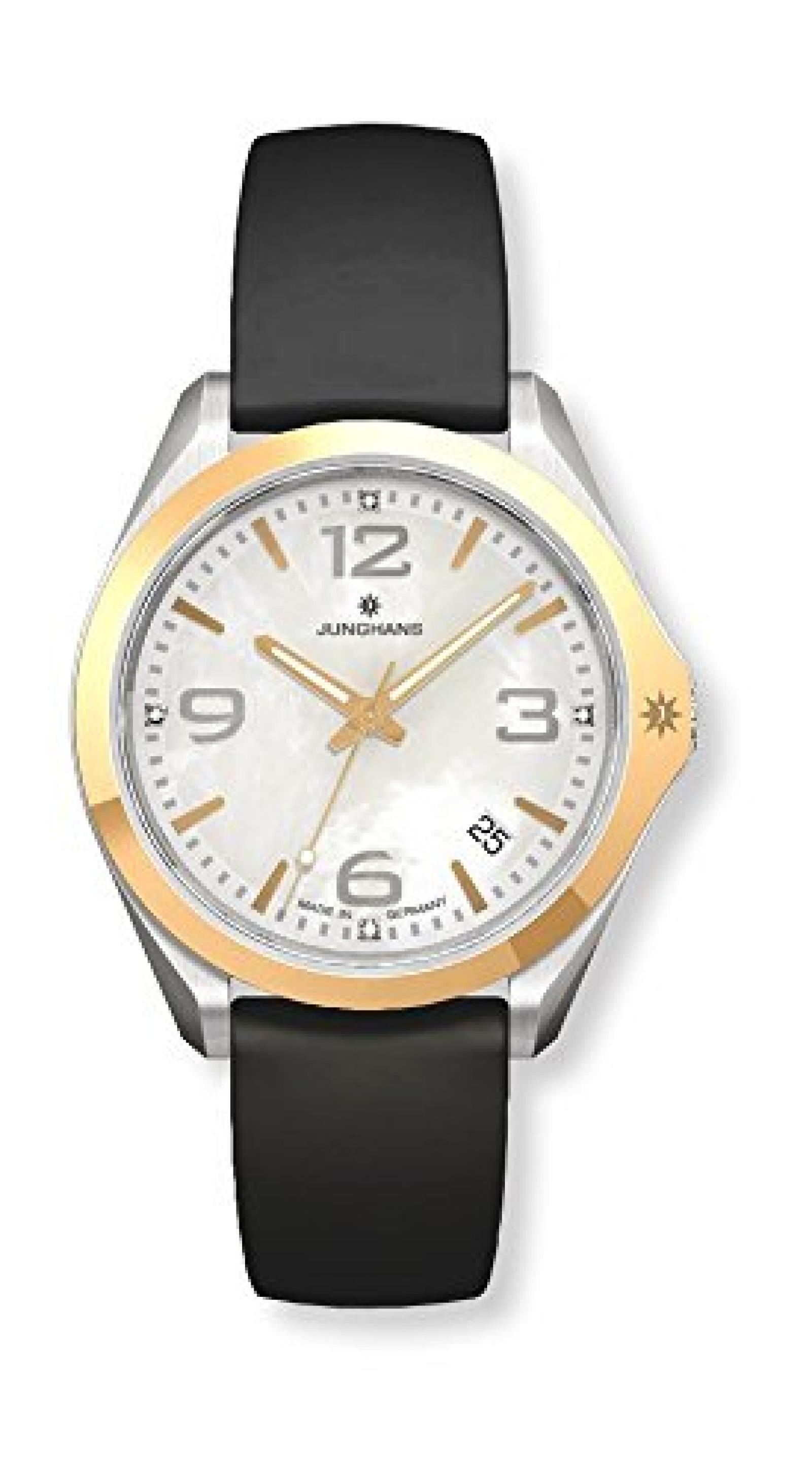 Junghans MüNchen Schwarzes Lederband, 047/4034.01 Junghans MüNchen Schwarzes Lederband, 047/4034.01