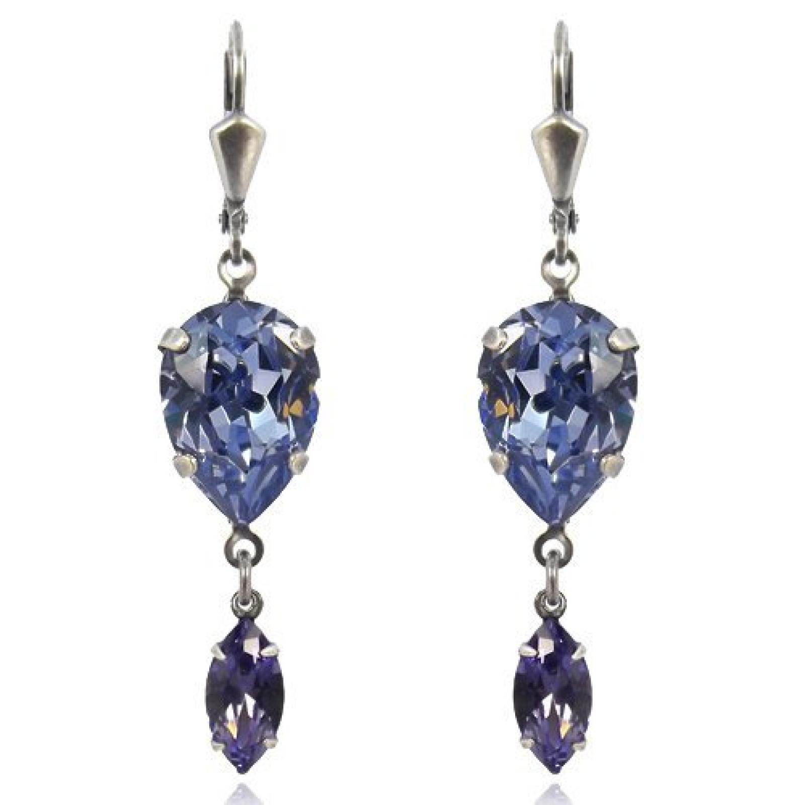 Ohrringe mit Swarovski Elements Blue Denim - Farbe Silber 