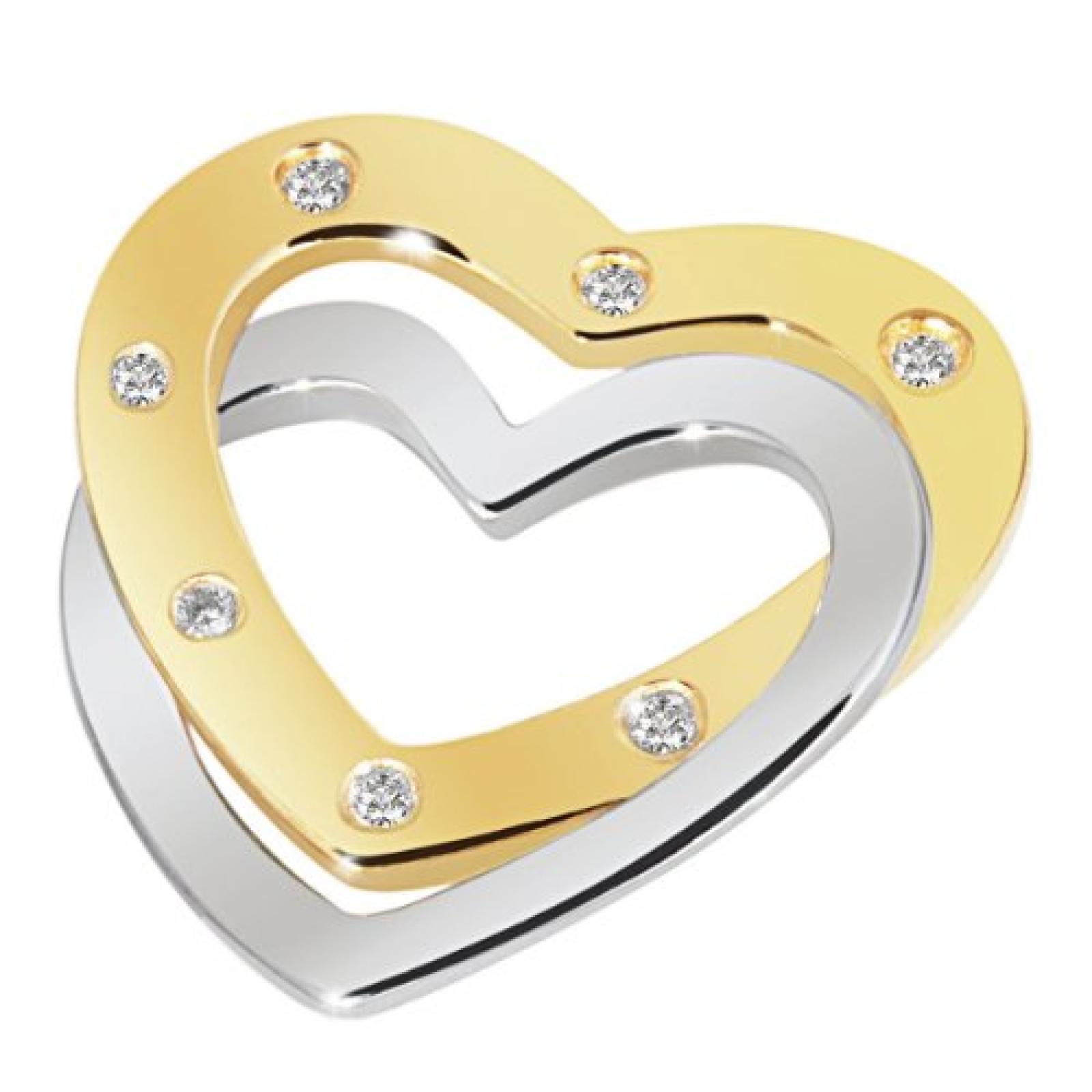 Goldmaid Damen-Anh&auml;nger Herzen Bicolor 585 Gold 7 Brillanten SI/H 0,05 ct. He A4448BI 