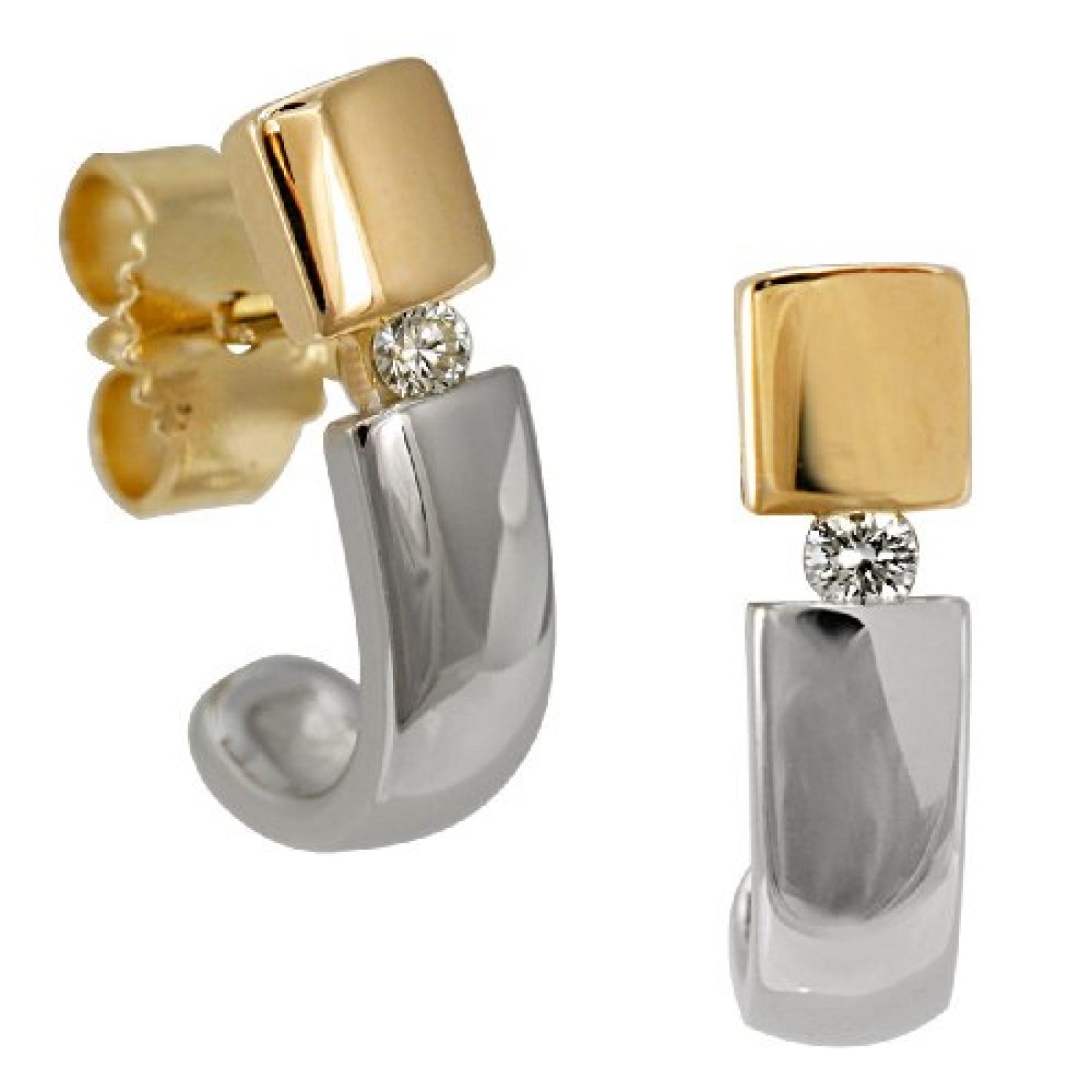Bella Donna Damenohrstecker 585/000 Gelbgold 2 Brillanten zus.ca. 0,05ct. get&ouml;ntes wei&szlig; lupenrein 634992 