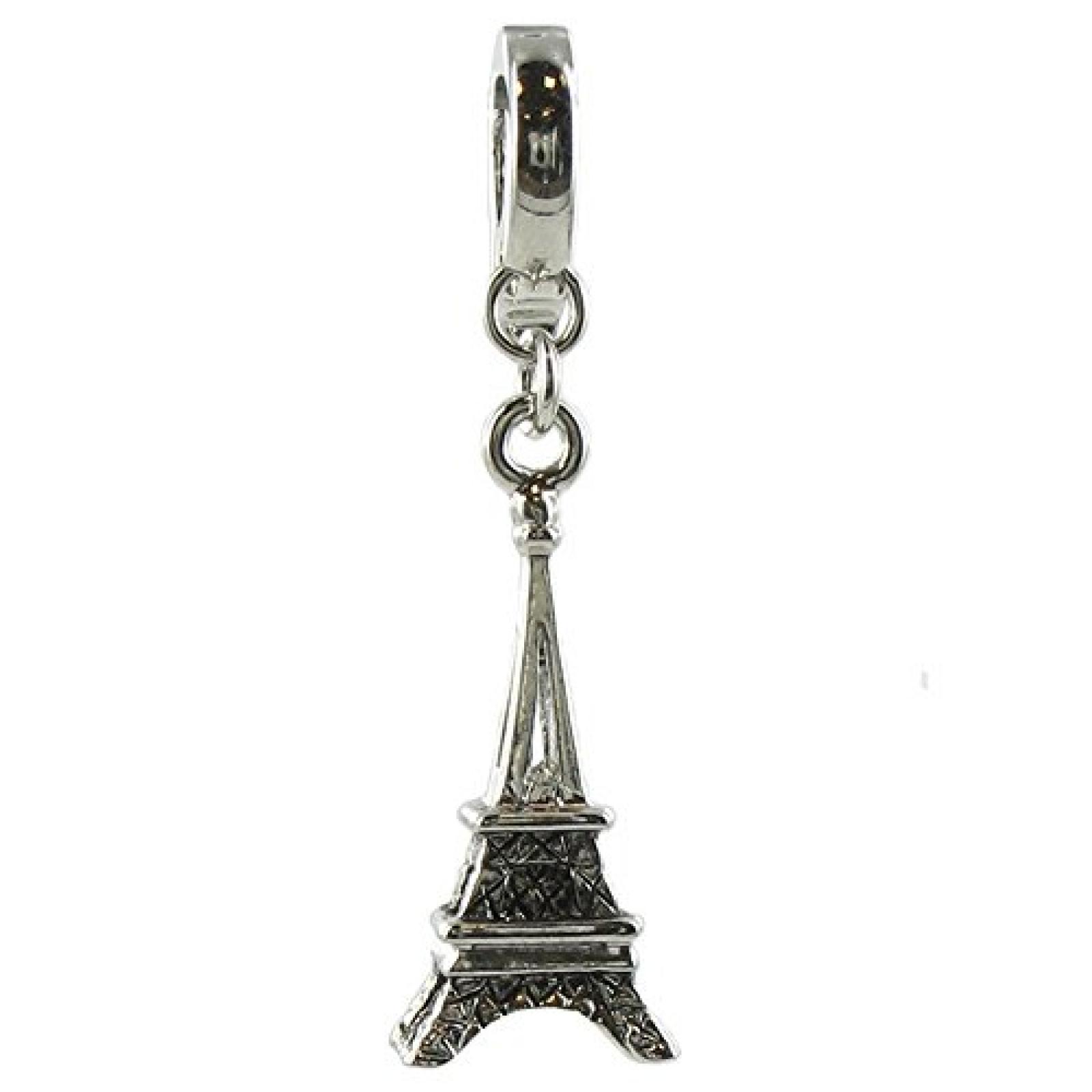 Quiges, Eligo Charms Silver Plated Eiffel Tower f&uuml;r Viventy/Fossil 5mm Leather Armbands 