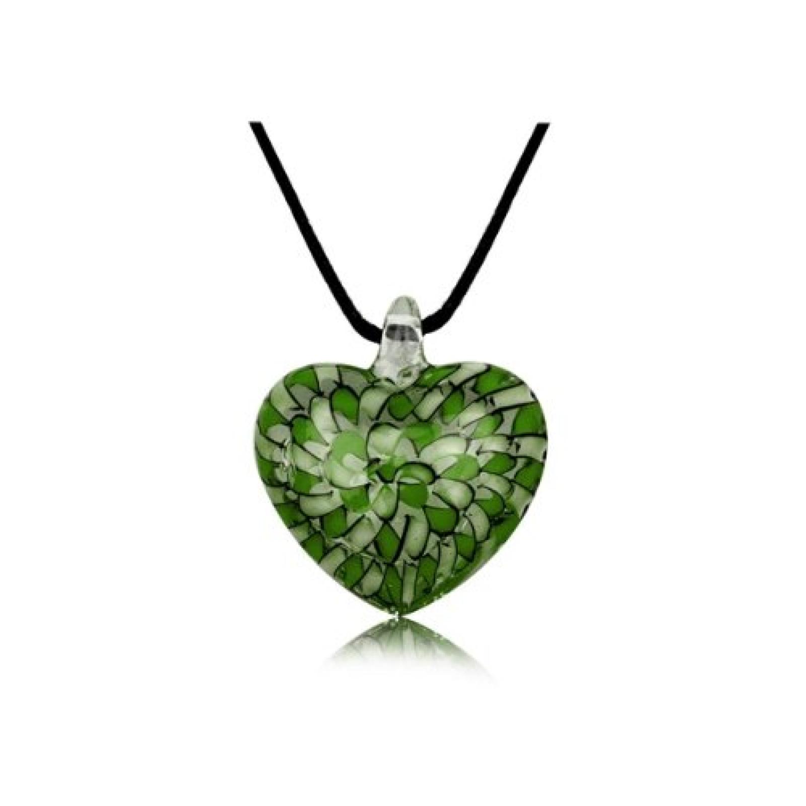 Weihnachtsgeschenk - Gr&uuml;ne Herz-Anh&auml;nger aus Muranoglas - Blue Pearls - CRY 8222 T 