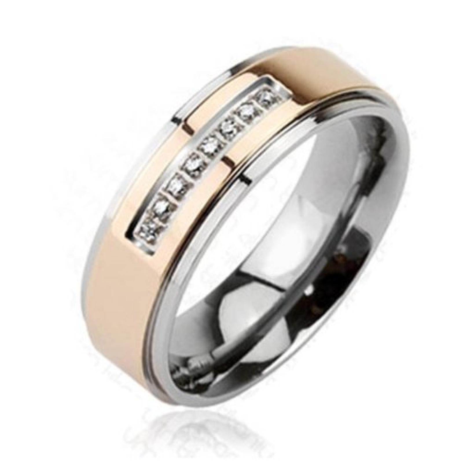 Coolbodyart Unisex Titan Ring mit breiten ros&eacute;gold Band und Zirkonia verf&uuml;gbare Ringgr&ouml;&szlig;en 47 (15) - 60 (19) 