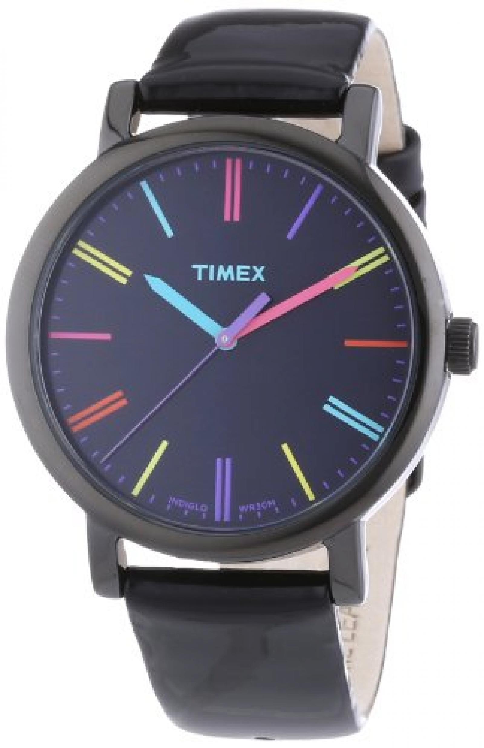Timex Damen-Armbanduhr Timex Style Analog Leder schwarz T2N790D7 
