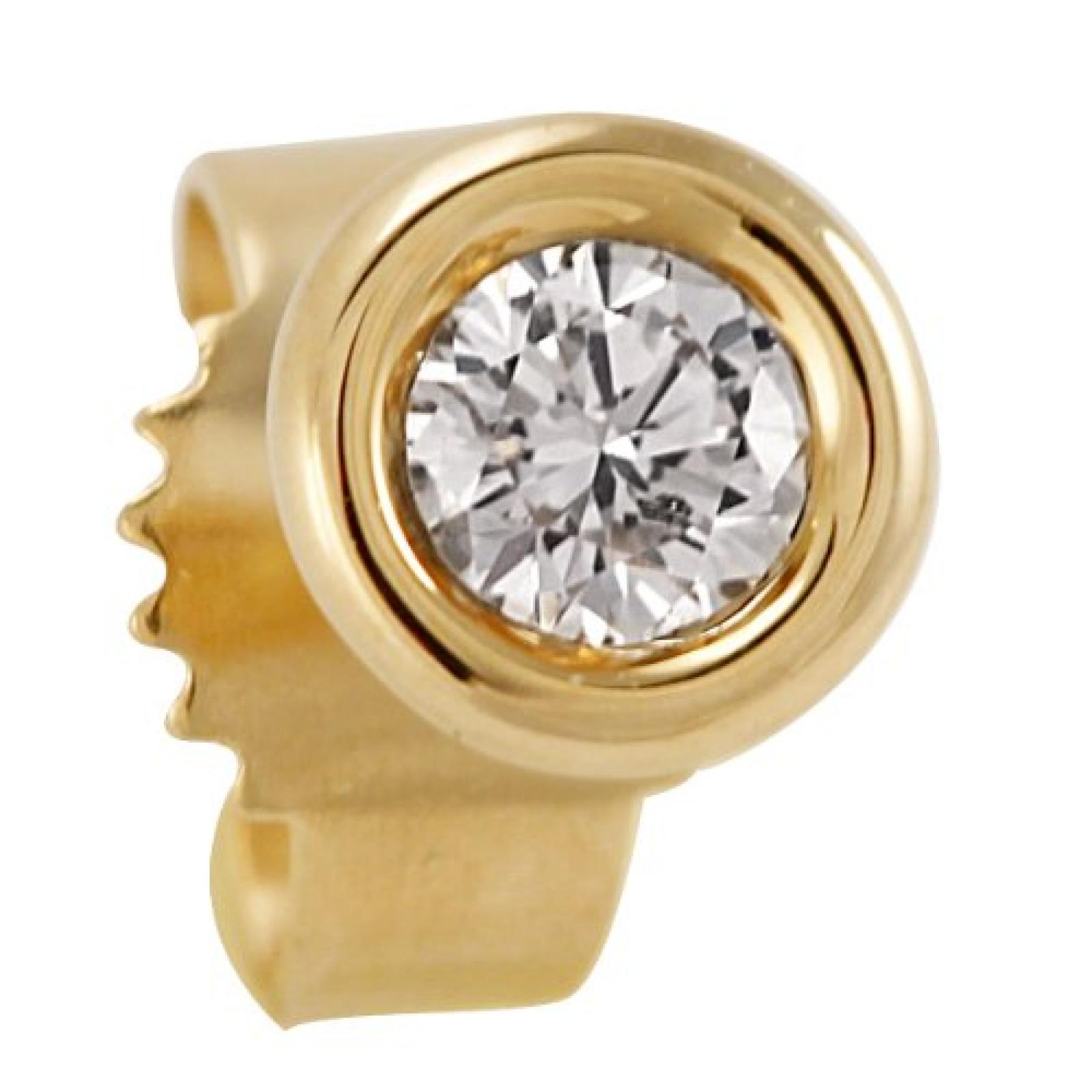 Bella Donna Unisex-Ohrstecker 585 Gelbgold 1 Diamant 0.10ct farblos 5 mm 635579 