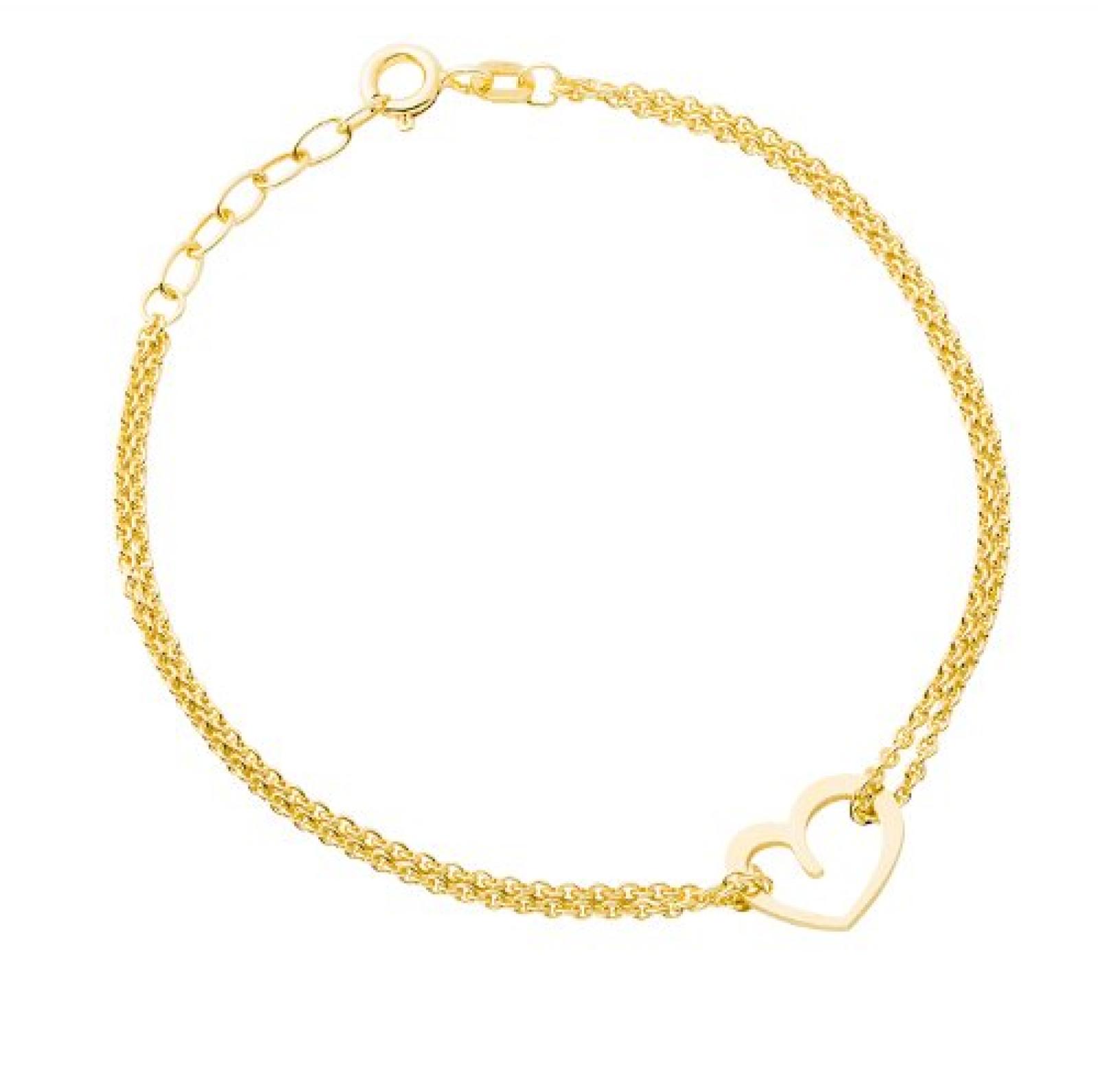 Miore Damen-Armband 925 Sterling Silber Vergoldet Herz L&auml;nge 17cm + 2cm MBS017B 