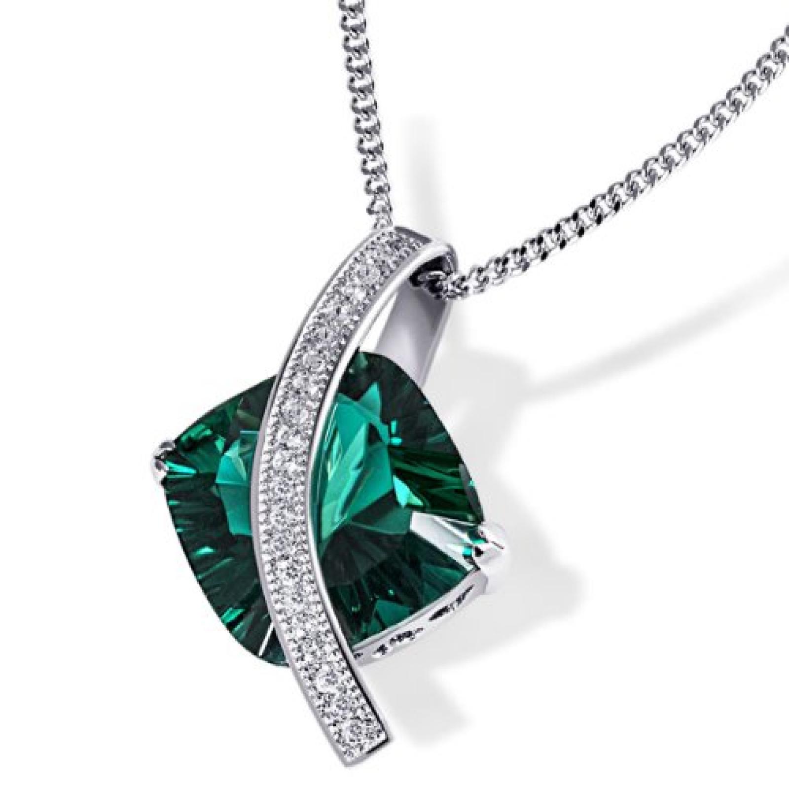 Goldmaid Damen-Collier 925 Sterlingsilber smaragdgr&uuml;n Fa C2605S 