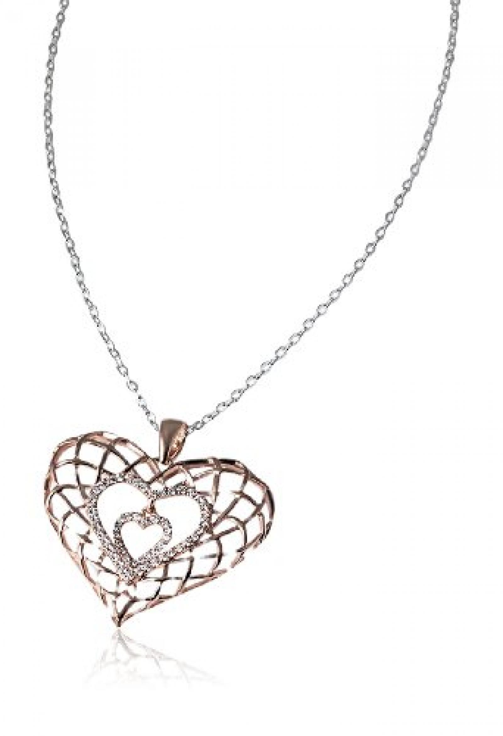 Goldmaid Damen-Halskette mit Anh&auml;nger 925 Sterling Silber Rot Heart 54 wei&szlig;e Zirkonia 45 cm He C6252SR 
