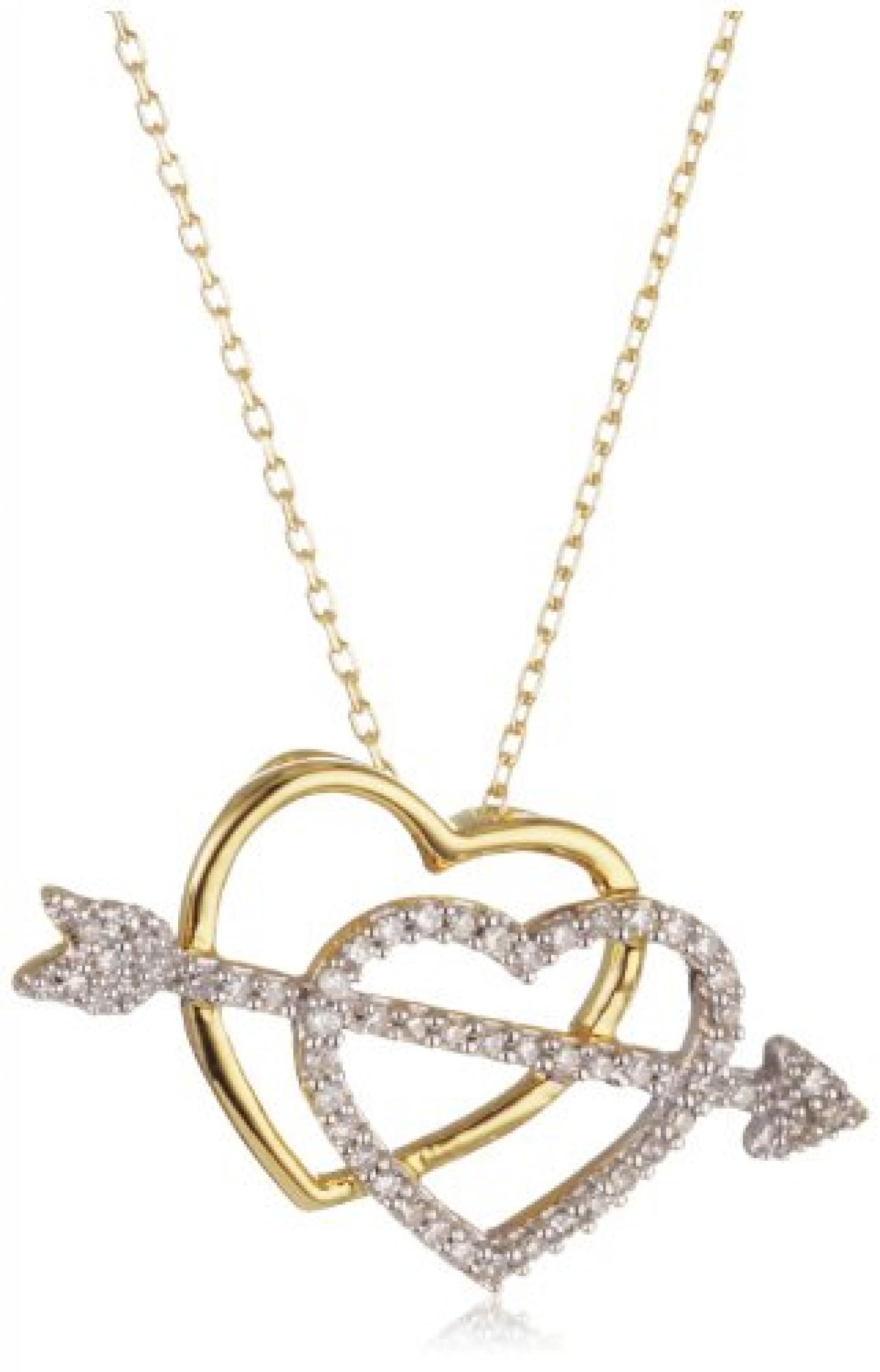 Bella Donna Herz Anh&auml;nger mit Kette 375/000 bicolor Gelb-/ Weiss-Gold 43 cm 52 Diamanten zus. 0,16ct.W-PI  656666 