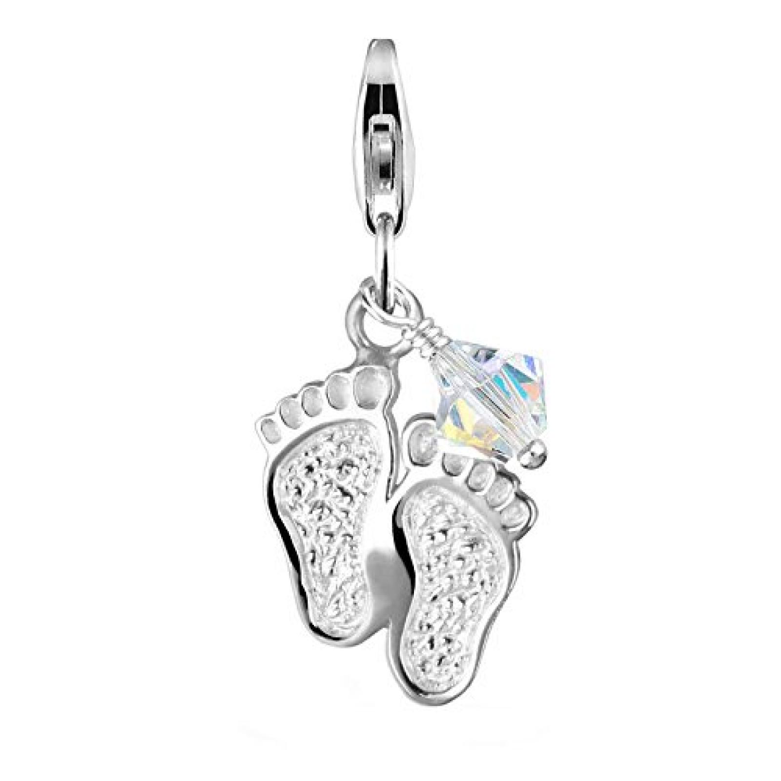 Elli Damen-Charm Babyf&uuml;&szlig;chen mit Kristall 925 Sterlingsilber 04102338 