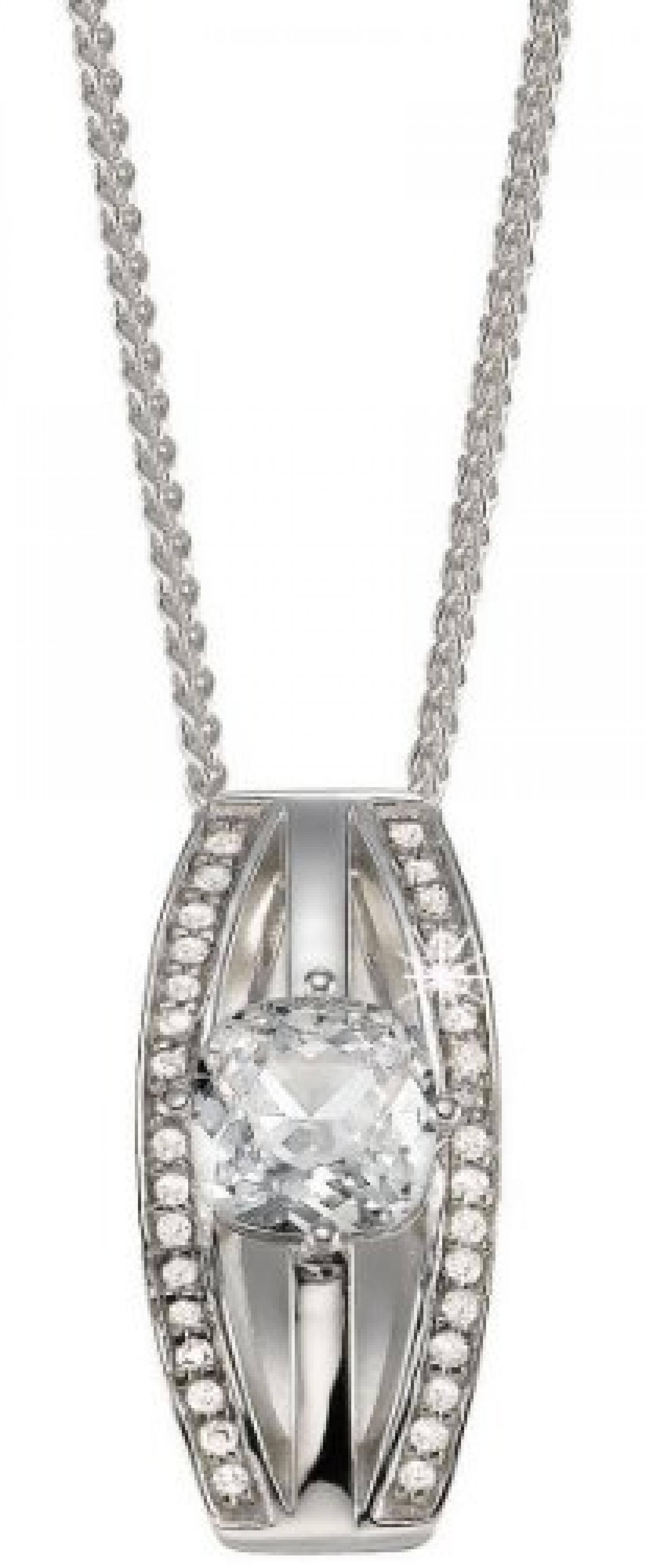 Pierre Cardin Damen Halskette 925 Sterling Silber rhodiniert Kristall Zirkonia Extase 42 cm weiß PCNL90403A420 