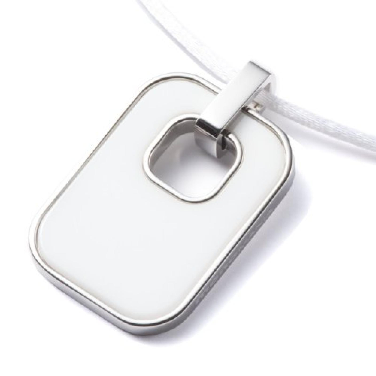 Monomania Damen-Halskette Rechteck Edelstahl Achat weiß 100 cm 50490 