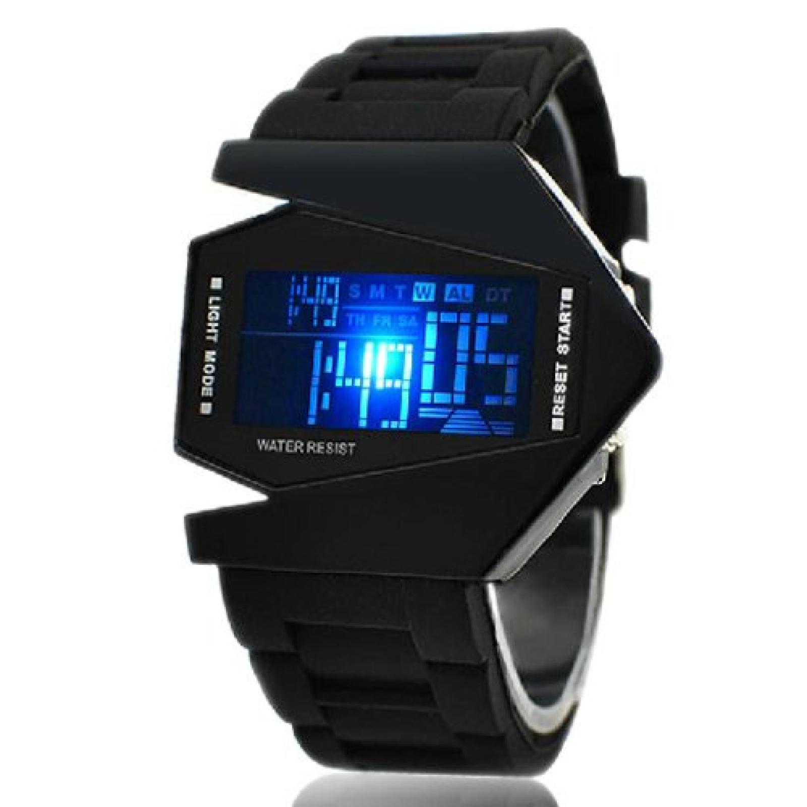 Militär Uhr Military Fliegeruhr Digital LED Silikon Quarz Herren Armbanduhr Schwarz 