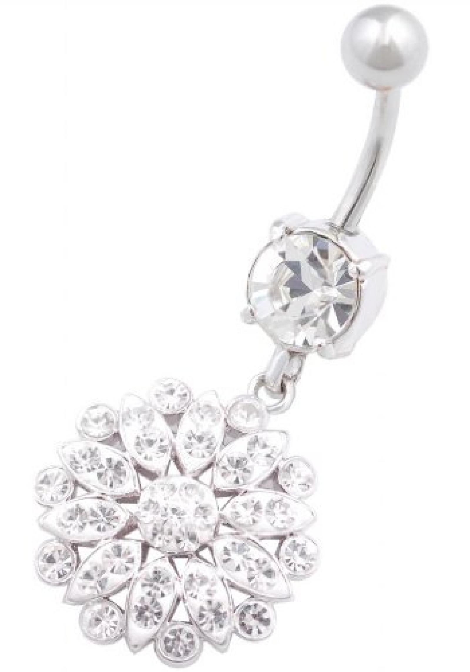 bauchnabel piercing bauch Chirurgenstahl Stecker mit Swarovski Kristalle Blume 9 anh&auml;nger FAHC 