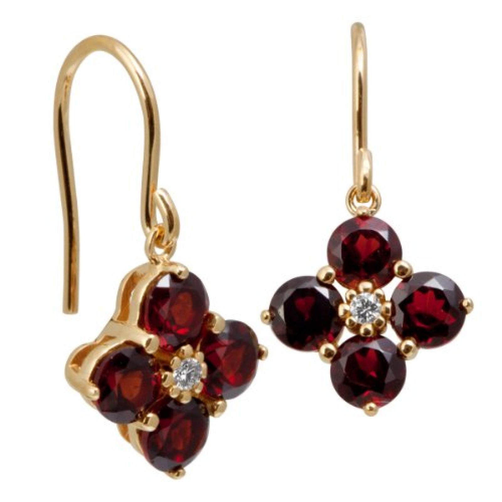 Bella Donna Damen-Ohrhänger 333 Gelbgold 8 Granate rot 4.0mm 2 Brillanten 0.036ct weiß 20 mm 796911 Bella Donna Damen-Ohrhänger 333 Gelbgold 8 Granate rot 4.0mm 2 Brillanten 0.036ct weiß 20 mm 796911