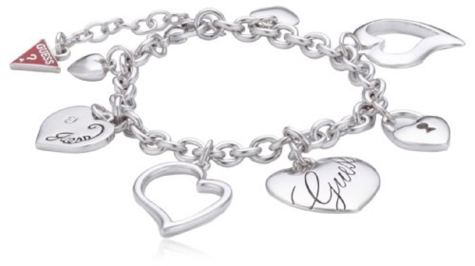 Guess Damen-Armband Interlocking Love L&auml;nge 17+3 cm Anh&auml;nger max. 2,5 cm UBB11323 