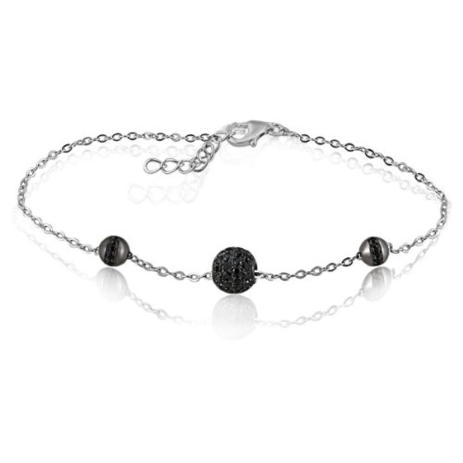 Goldmaid Damen-Armband Kugeln 925 Sterlingsilber 72 schwarze Zirkonia 18,5 cm Pa A5662S 