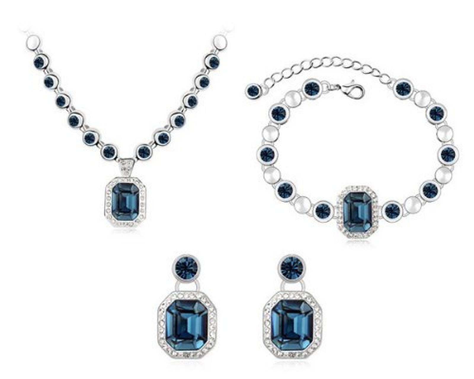 Ninabox Weihnachtsgeschenk blau Damen/Mädchen Schmuckset(Halskette, Ohrringe, Amrband)SWAROVSKI ELEMENTS Kristall Anhänger Modeschmuck Geschenk für Frauen Damen Set Geburtstaggeschenk Party Abendkleid Ninabox Weihnachtsgeschenk blau Damen/Mädchen Schmuckset(Halskette, Ohrringe, Amrband)SWAROVSKI ELEMENTS Kristall Anhänger Modeschmuck Geschenk für Frauen Damen Set Geburtstaggeschenk Party Abendkleid