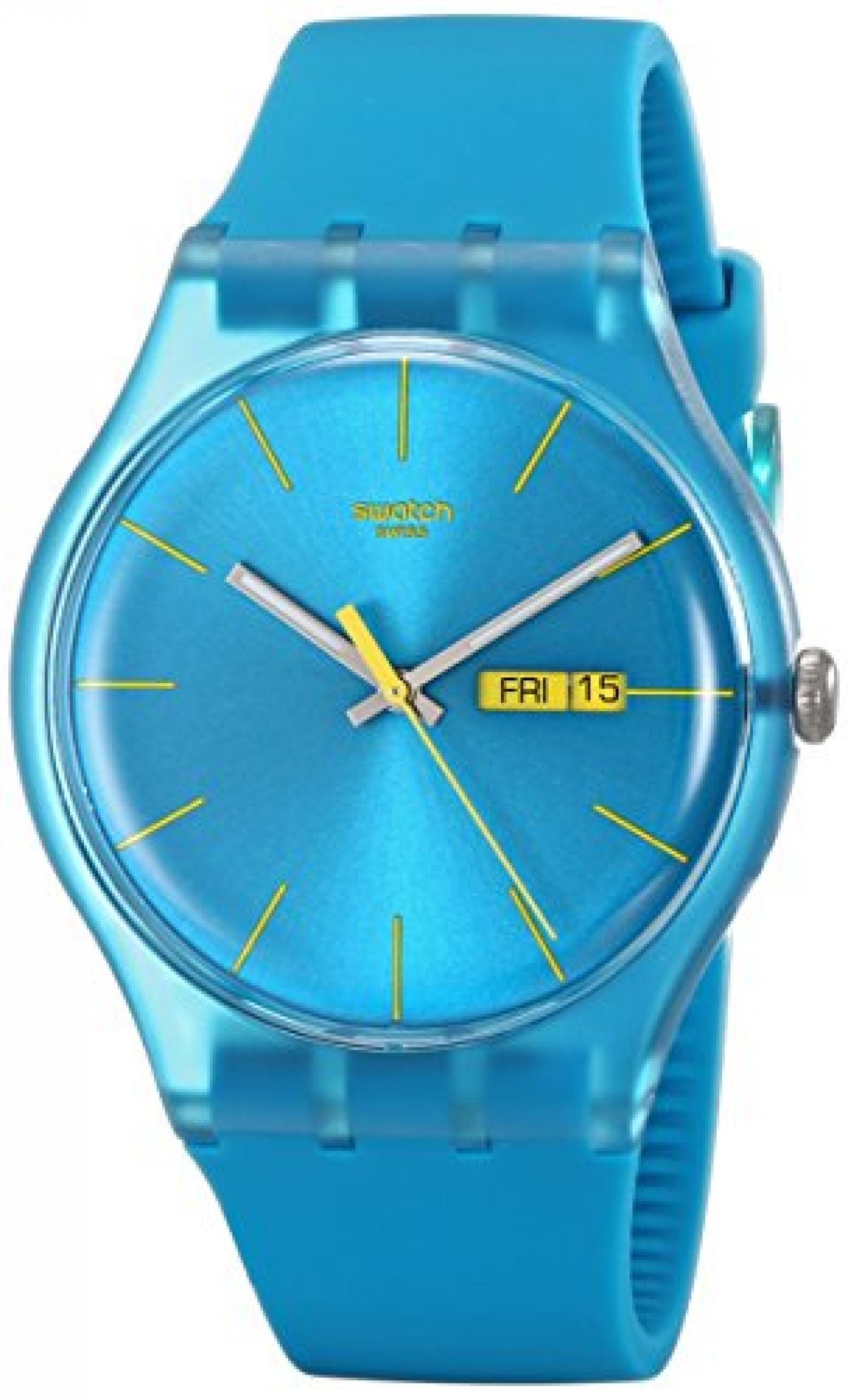 Swatch Damen-Armbanduhr Turquoise Rebel Analog Quarz Plastik SUOL700 