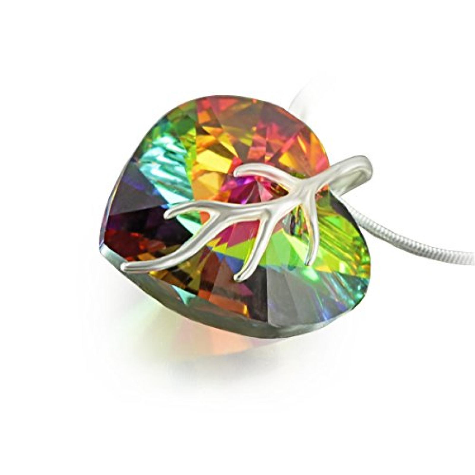 Silberkette mit original Swarovski® Elements Herz Anhänger, mehrfarbig, 18 mm, mit Schmucketui, ideal als Geschenk für Frau oder Freundin Silberkette mit original Swarovski® Elements Herz Anhänger, mehrfarbig, 18 mm, mit Schmucketui, ideal als Geschenk für Frau oder Freundin