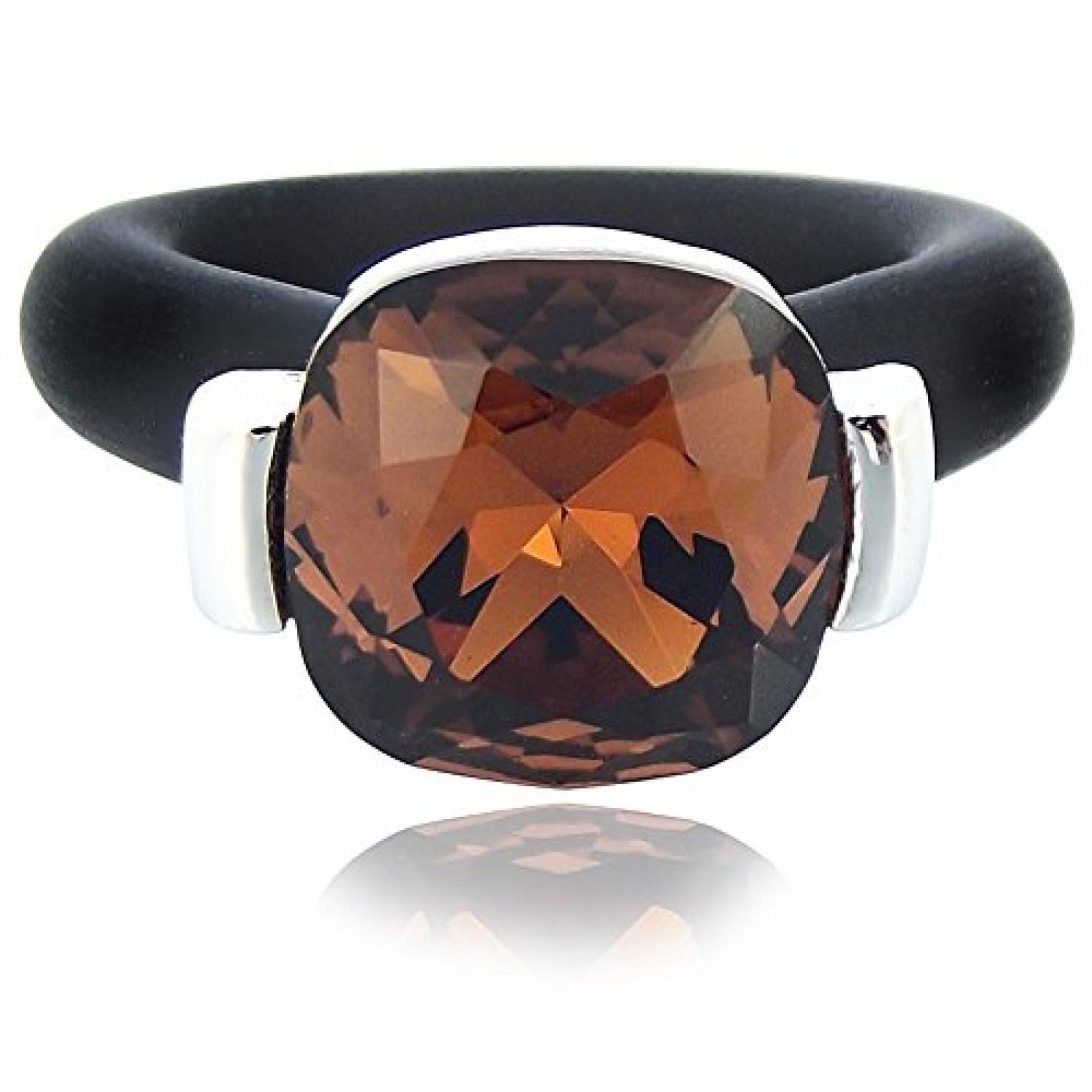 Ring mit SWAROVSKI ELEMENTS Smoked Topaz - Braun - Versilbert- Made in Germany 