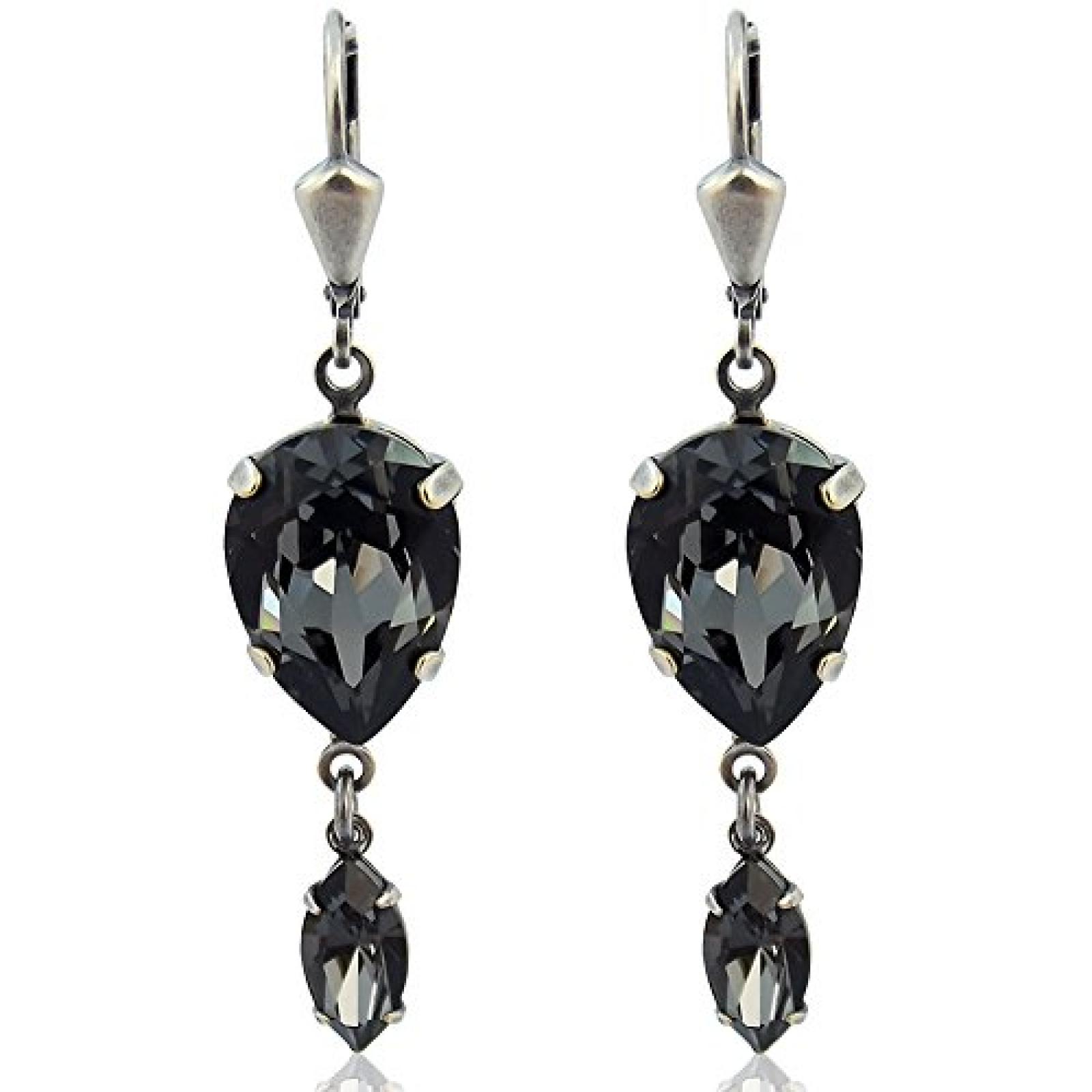 Ohrringe mit Swarovski Elements - Farbe Silber Silver Night in Etui - Made in Germany Ohrringe mit Swarovski Elements - Farbe Silber Silver Night in Etui - Made in Germany