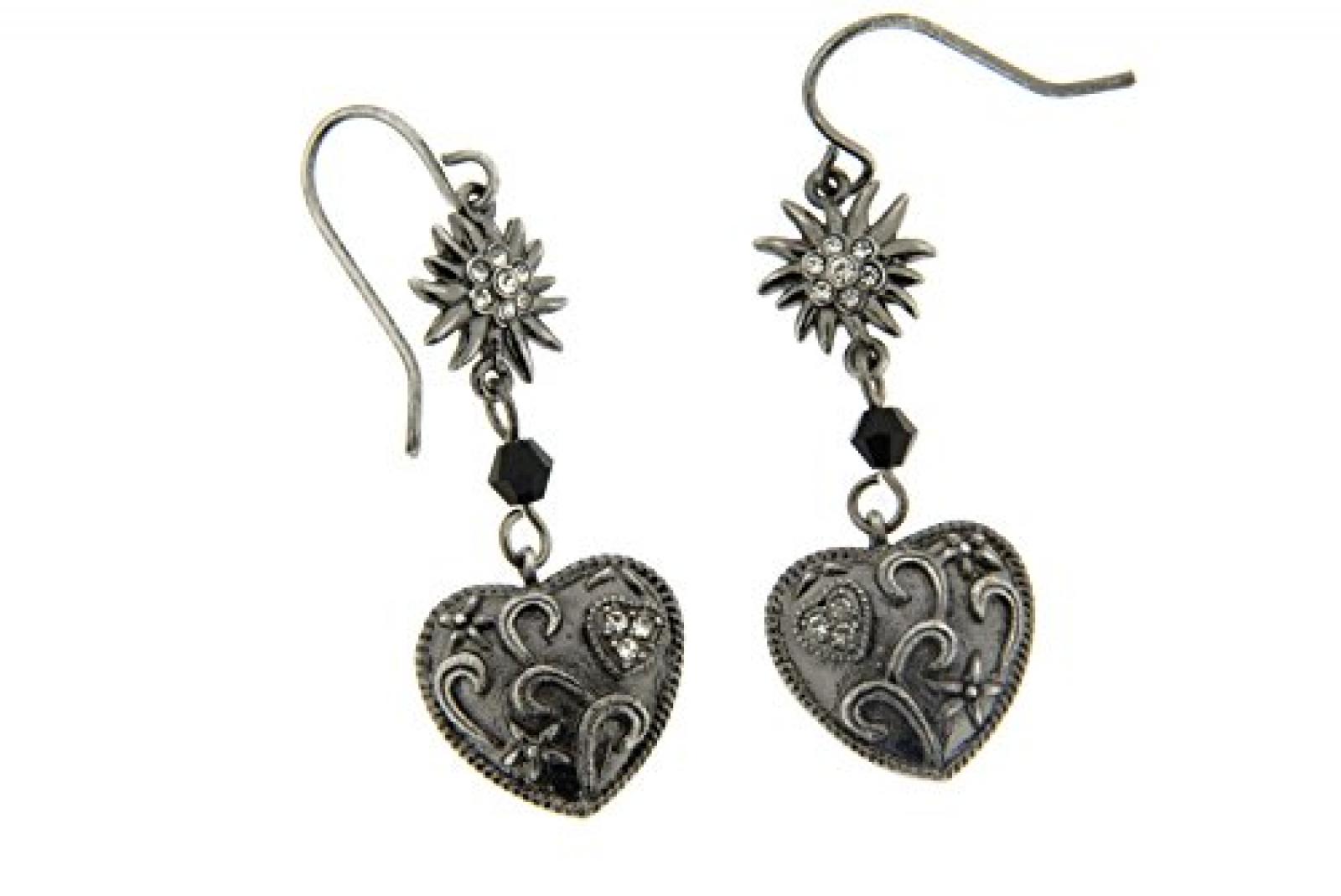 Kettenworld Damen-Ohrhänger Bronze Glaskristall 4.4 cm schwarz 343329 Kettenworld Damen-Ohrhänger Bronze Glaskristall 4.4 cm schwarz 343329