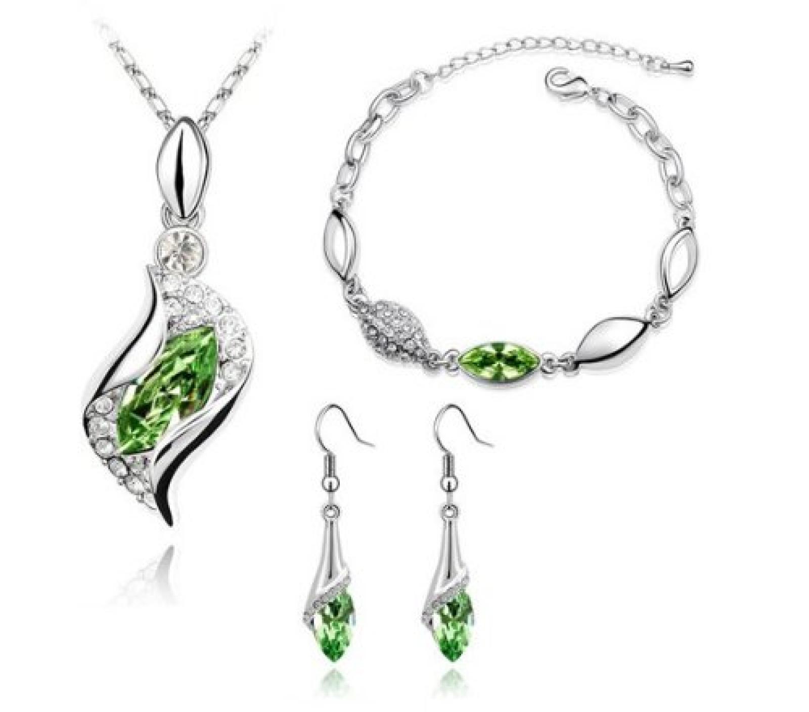 Vikky Weihnachtsgeschenk Damen-Schmuckset(Halskette + Ohrringe+Armband) mit SWAROVSKI ELEMENTS Österreichische Kristallen Anhänger Grün CG1622 Vikky Weihnachtsgeschenk Damen-Schmuckset(Halskette + Ohrringe+Armband) mit SWAROVSKI ELEMENTS Österreichische Kristallen Anhänger Grün CG1622