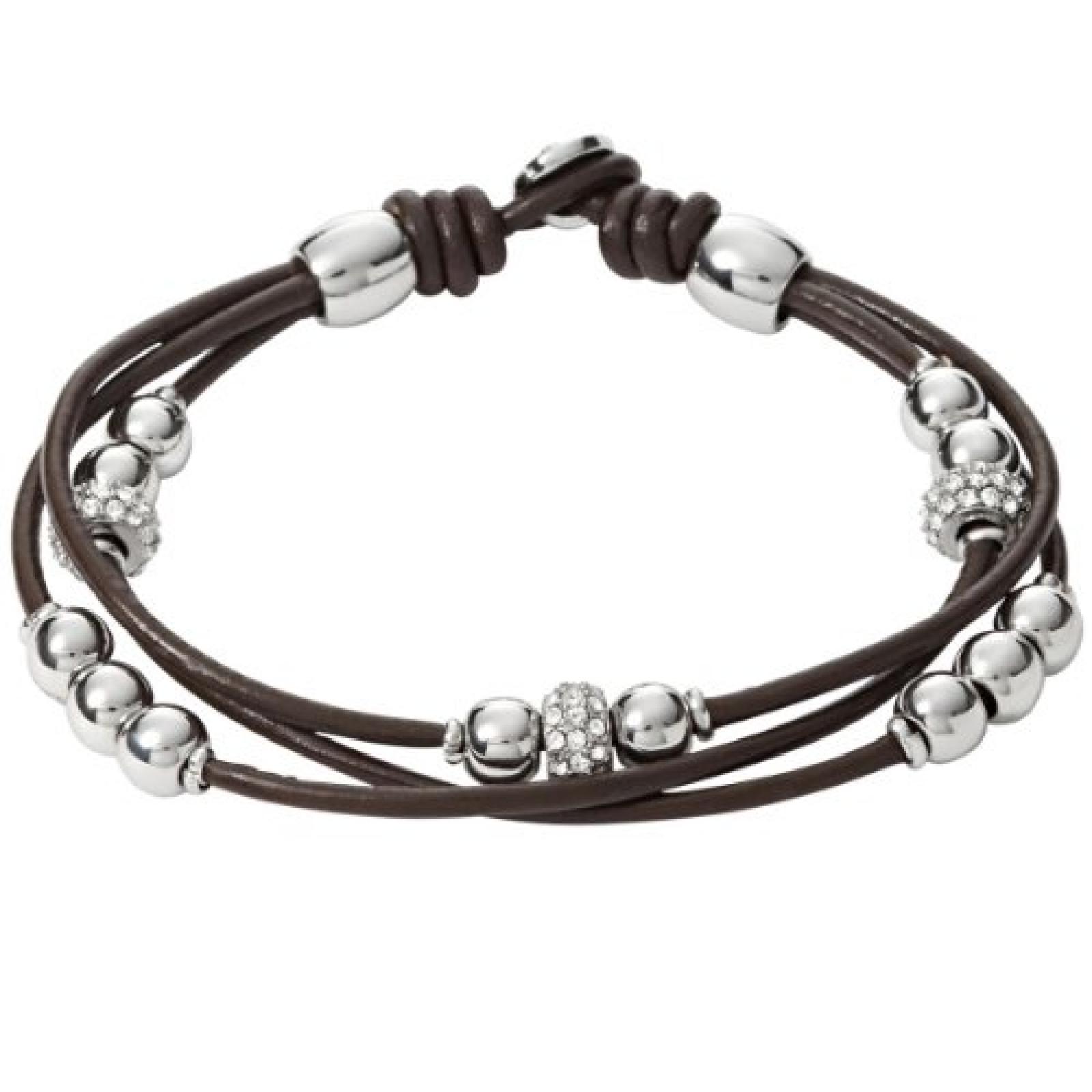 Fossil Damen Armband Leder Edelstahl wei&szlig; JA6068040 
