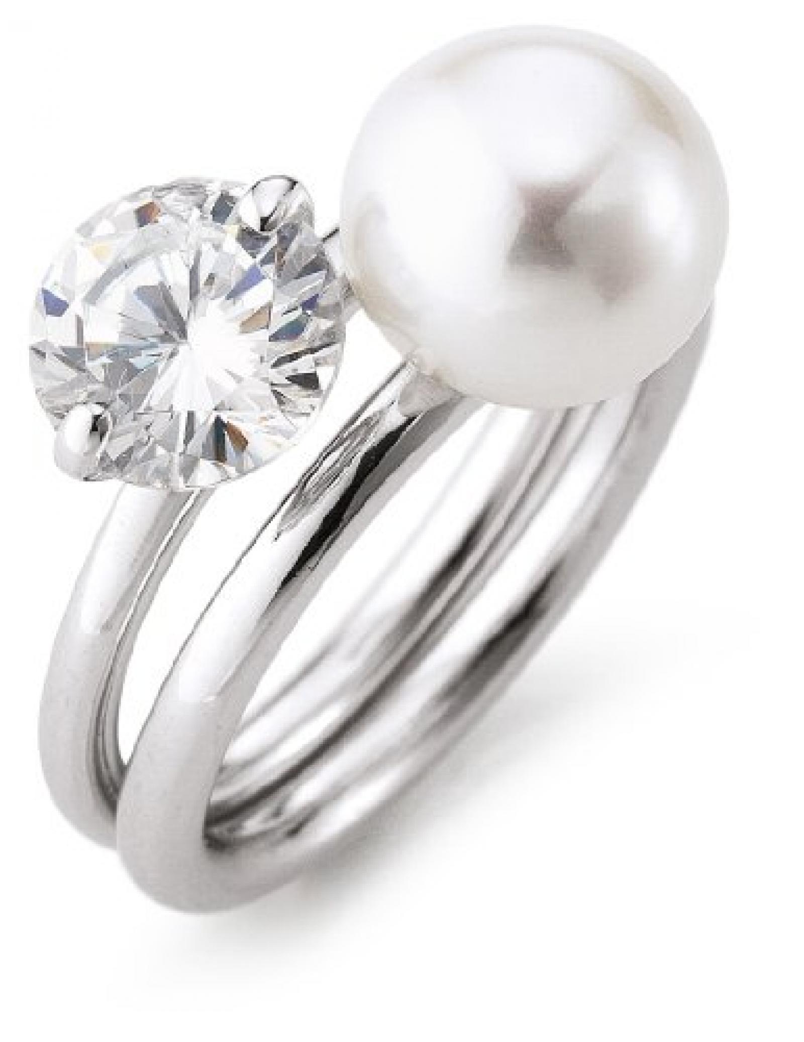 Adriana Damen-Ring S&uuml;&szlig;wasser Zuchtperle Zirkonia 2er Set 925 Silber Romantica R22 