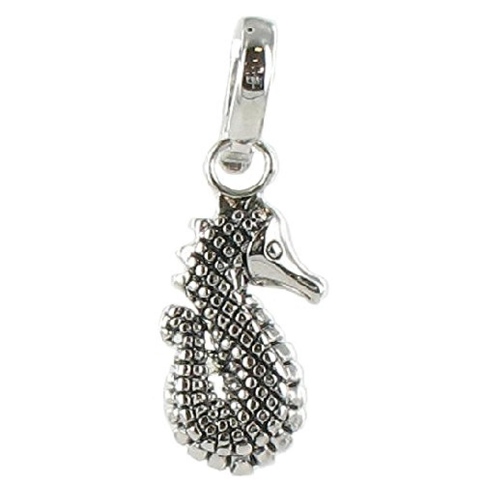 Quiges, Eligo Charms Versilbert Seepferdchen Anhänger kompatibel mit Viventy/Fossil 5mm LederArmbänder 