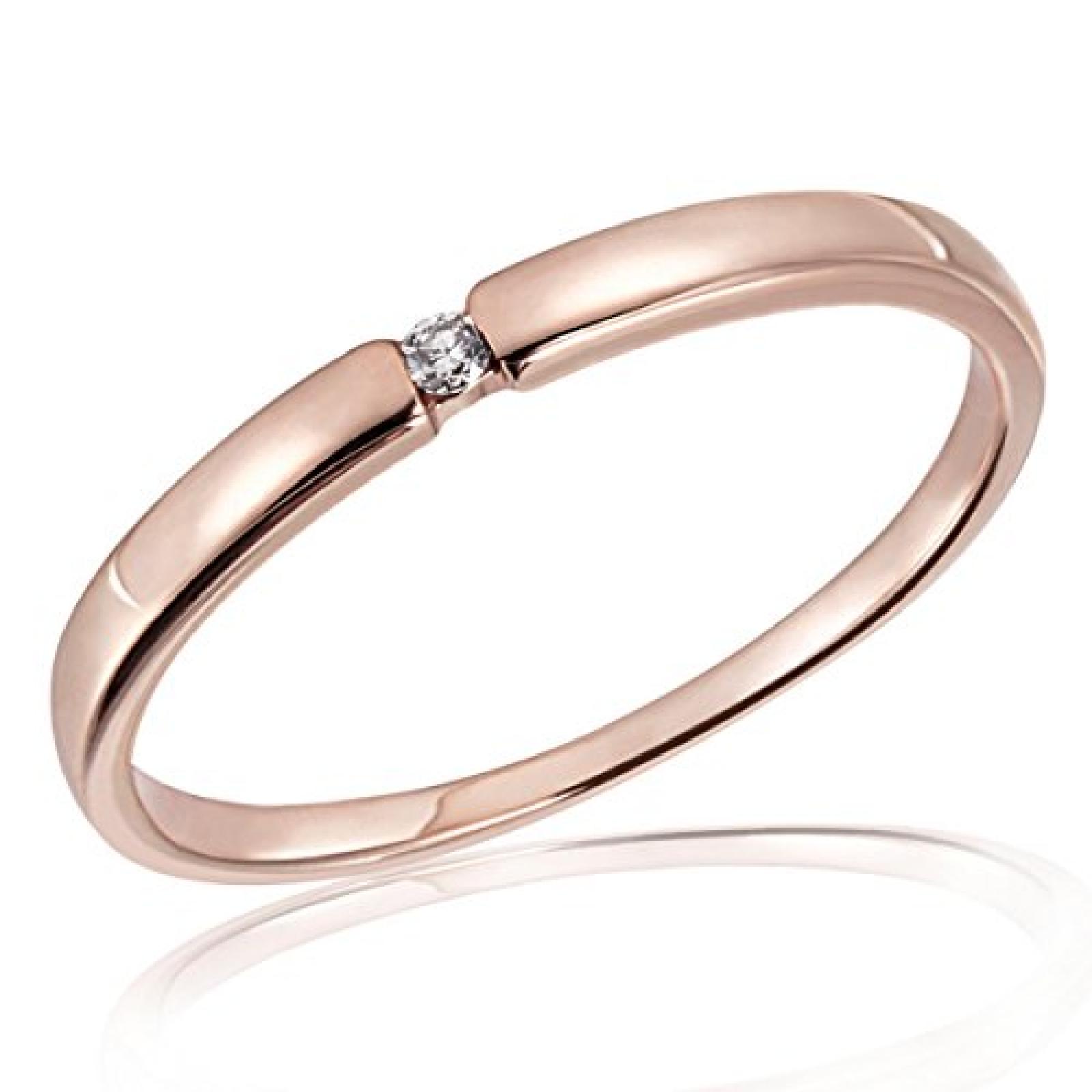 Goldmaid Damen-Ring 8 Karat 333 Rotgold Solitär Spannfassung 1 Brillant 0,03 ct. So R4696RG 