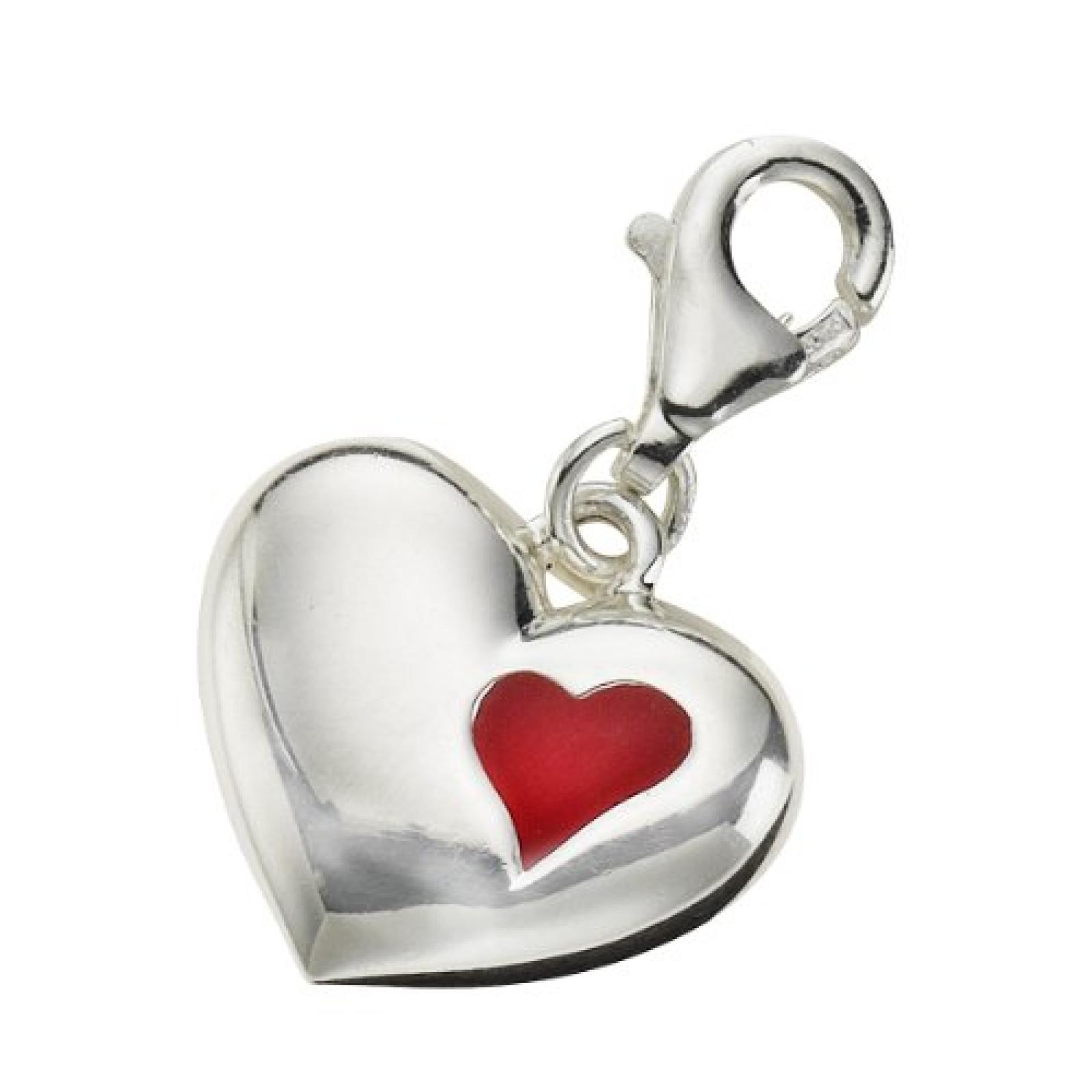 Zeeme Damen-Anh&auml;nger 925/- Sterling Silber Mit Rotem Lack Herz 280240041 