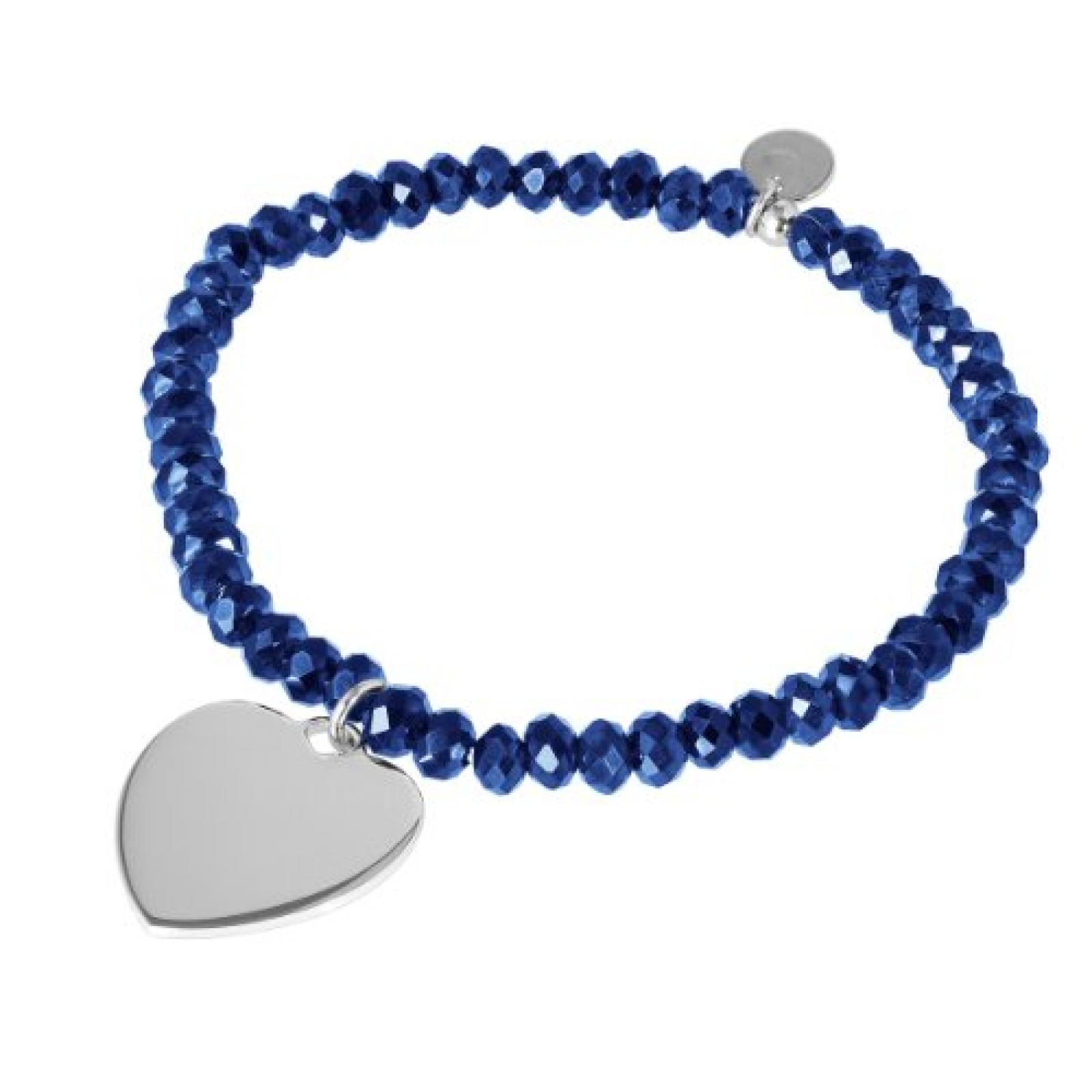 Bella Donna Damen-Armband 925 Sterling Silber blau mit Zugband Herzeinhänger 76400009 