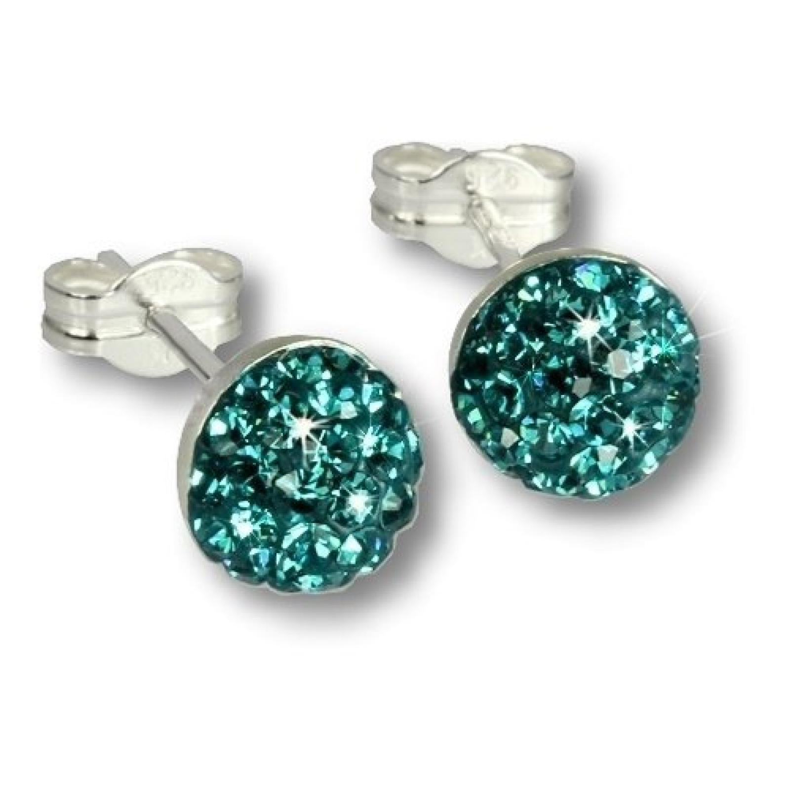 SilberDream Glitzer Ohrstecker Halbkugel t&uuml;rkis Preciosa Elements 925 Sterling Silber Ohrringe GSO217T 