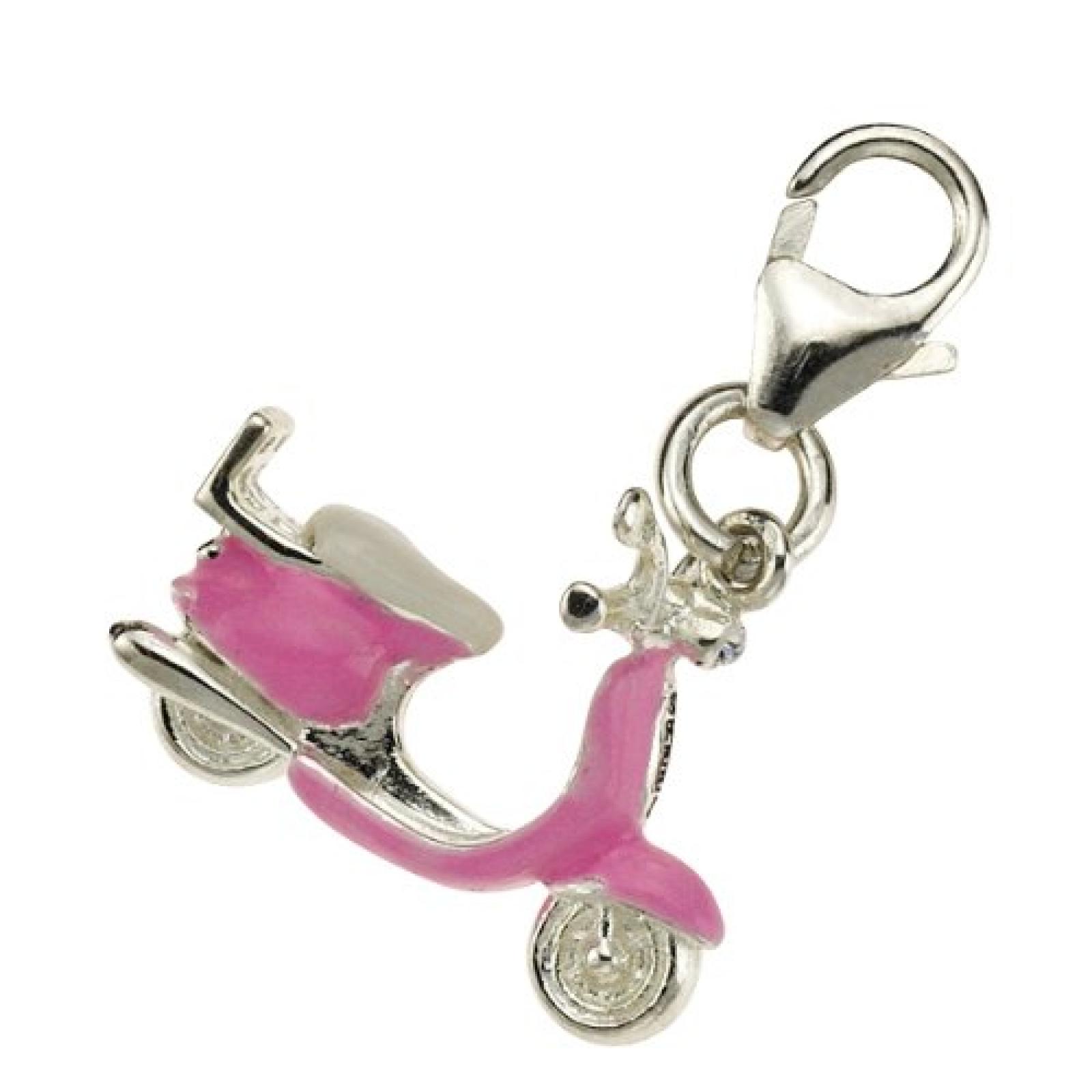 ZEEme Charms & Beads Unisex-Karabineranhänger 925/- Sterling Silber mit pinkem Lack Vespa 360241480 