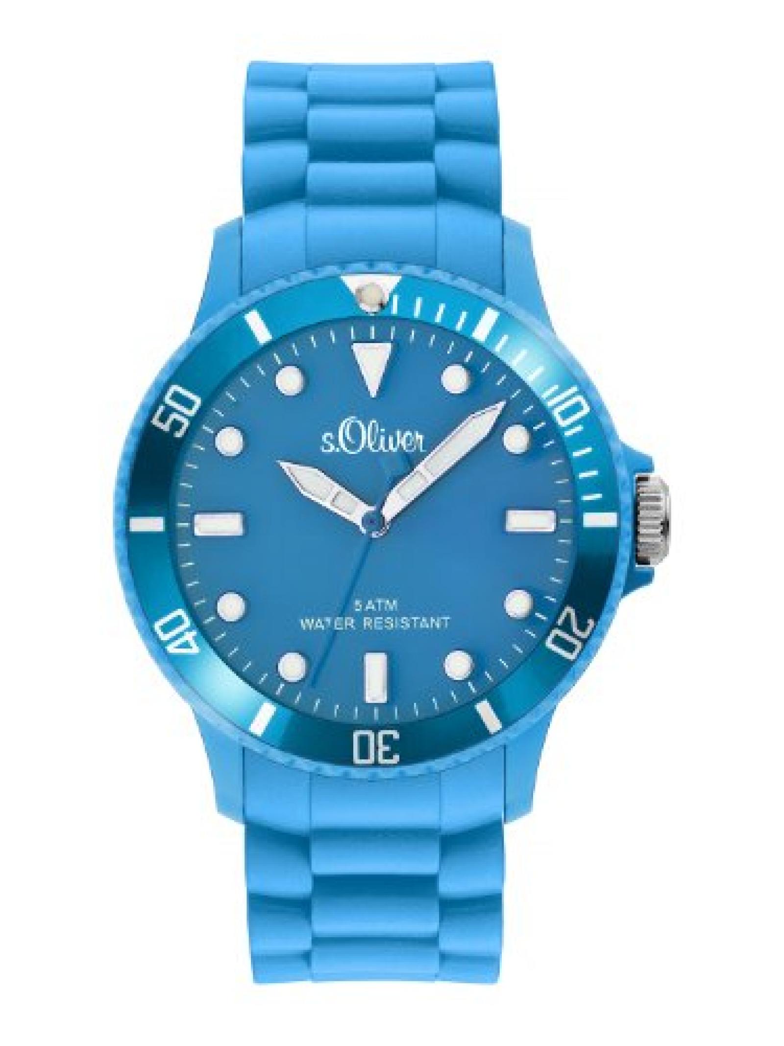 s.Oliver Unisex-Armbanduhr Big Size Silikon blau SO-2319-PQ 