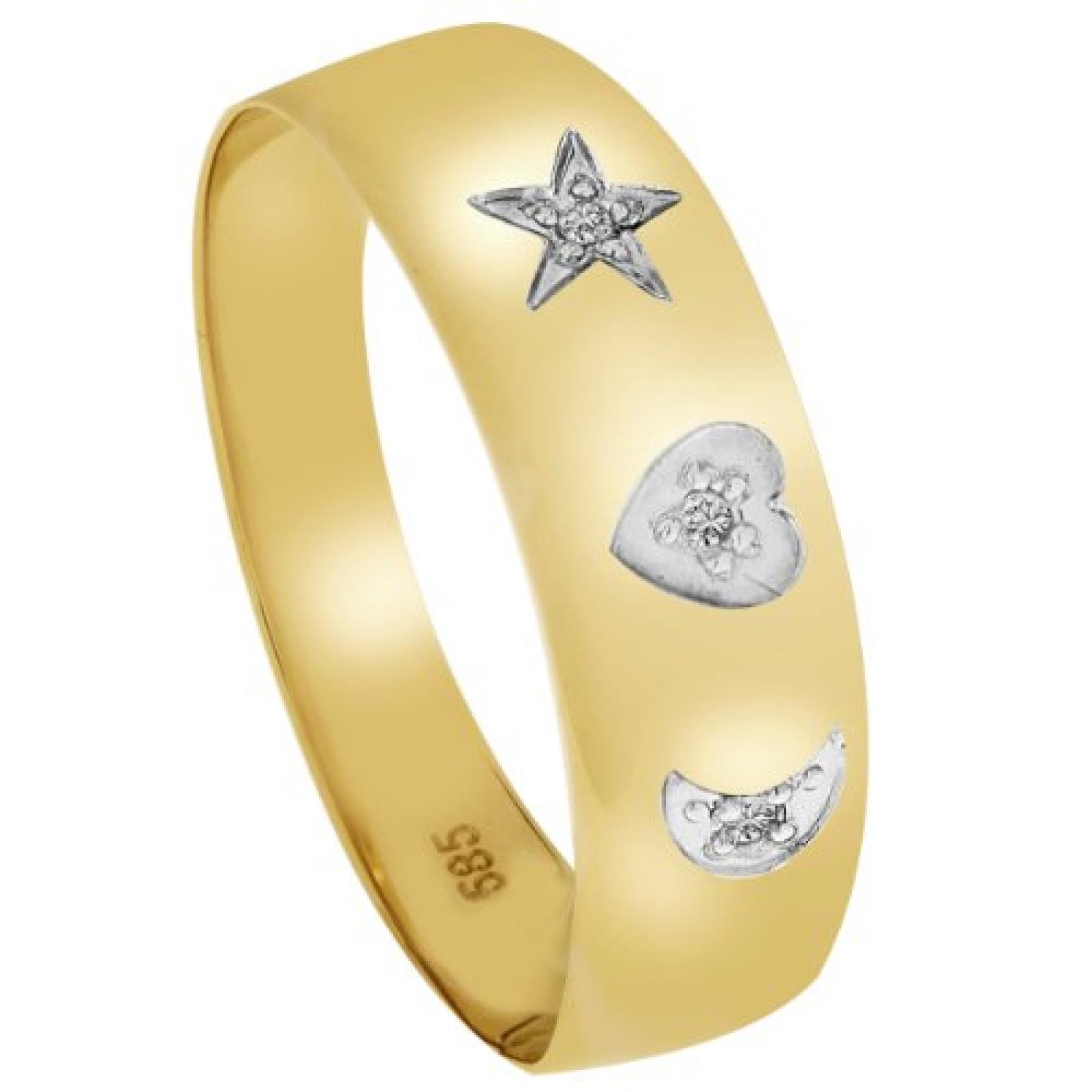 Bella Donna Damen-Ring 585 Gelbgold teilrhodiniert 3 Diamanten 