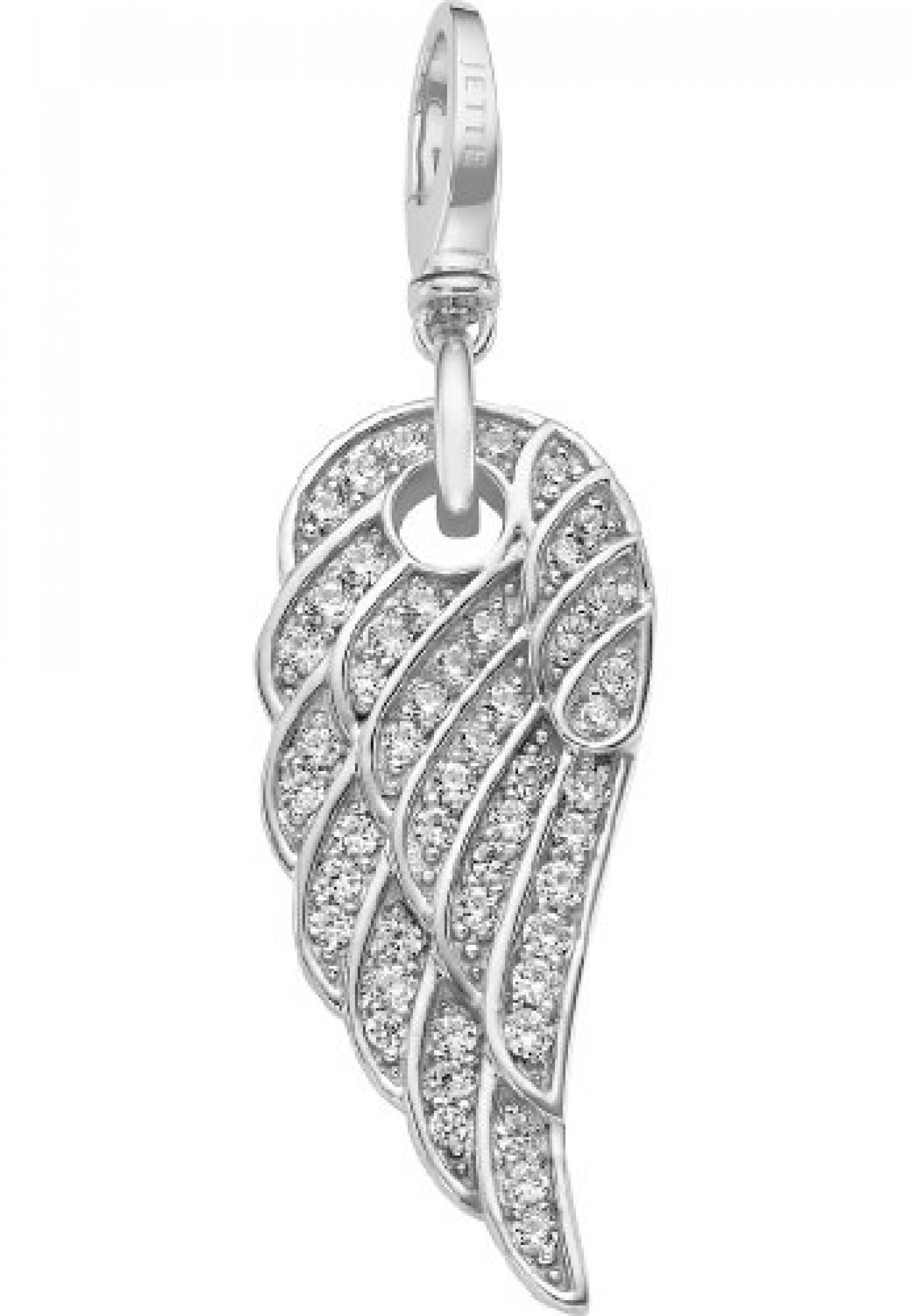 JETTE Charms Damen-Charm Angelwing 925er Silber 50 Zirkonia One Size, silber 