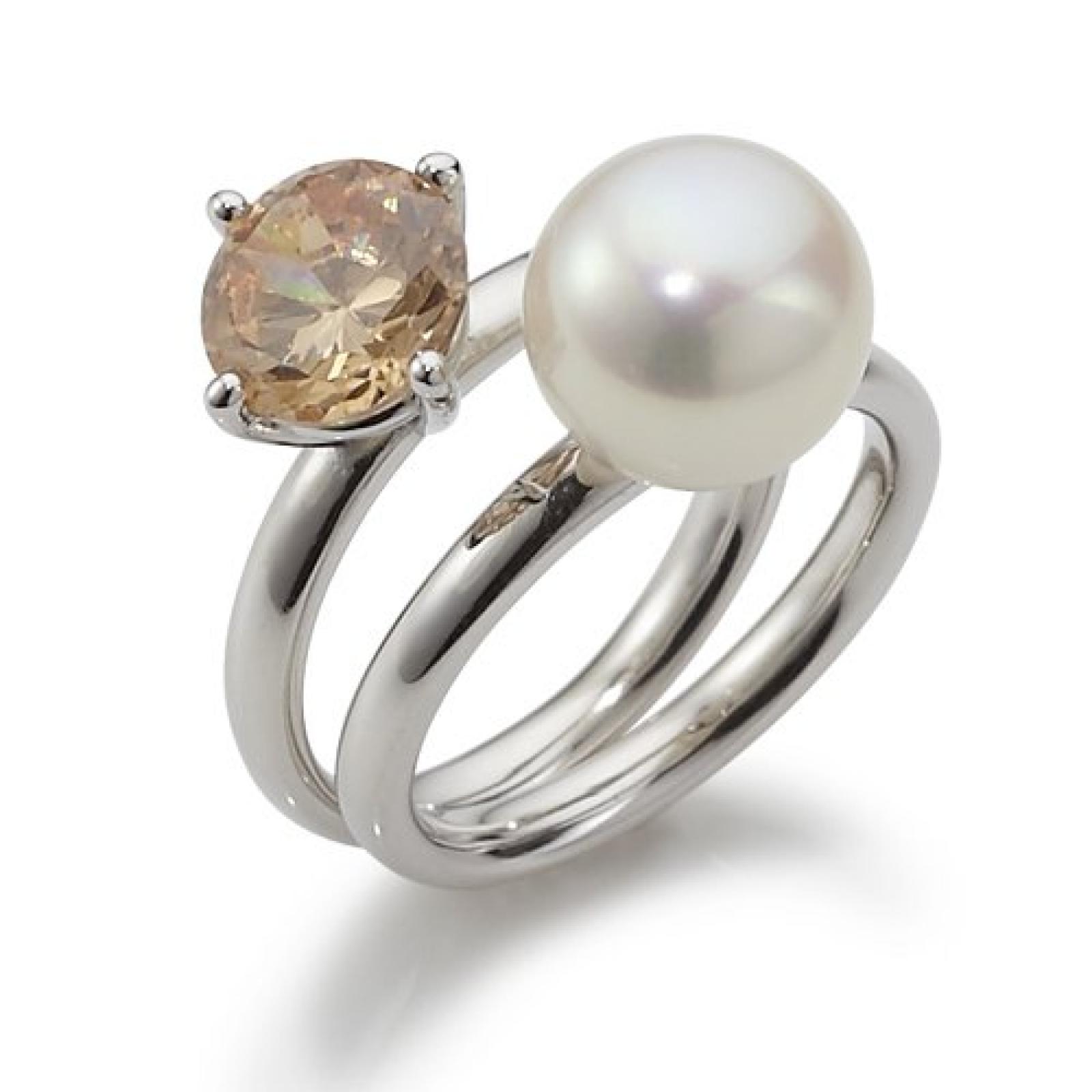 Adriana Damen-Ring S&uuml;&szlig;wasser Zuchtperlen sunset 925 Sterling-Silber Rainbow RAR-O-Gr. 54 