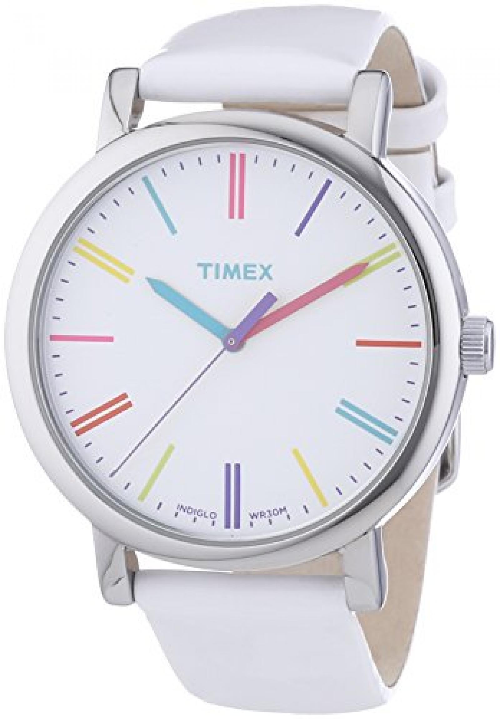 Timex Damen-Armbanduhr Timex Style Analog Leder wei&szlig; T2N791D7 