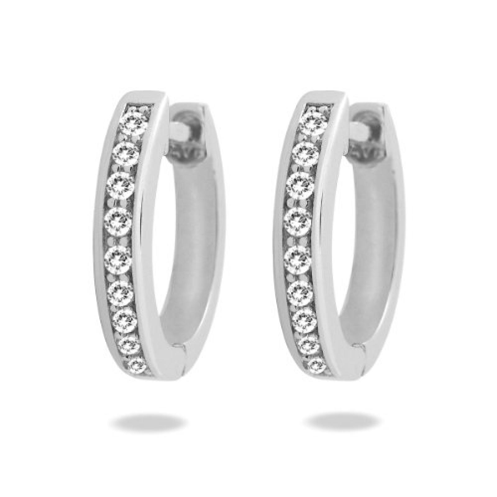 Rafaela Donata Damen-Creolen Classic Collection Zirkonia weiß 925 Sterling Silber 60837065 