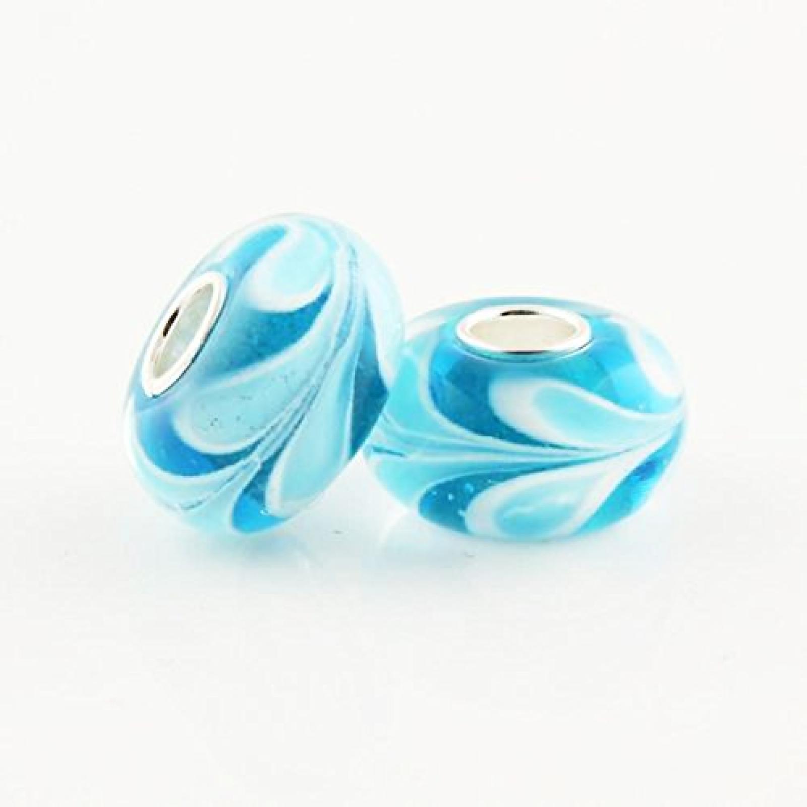 TAOTAOHAS Damen - European Armband Charms Beads, Sterling-Silber 925 mit See blau blau groß Murano glas Perle, Big Swirly Swirl TAOTAOHAS Damen - European Armband Charms Beads, Sterling-Silber 925 mit See blau blau groß Murano glas Perle, Big Swirly Swirl