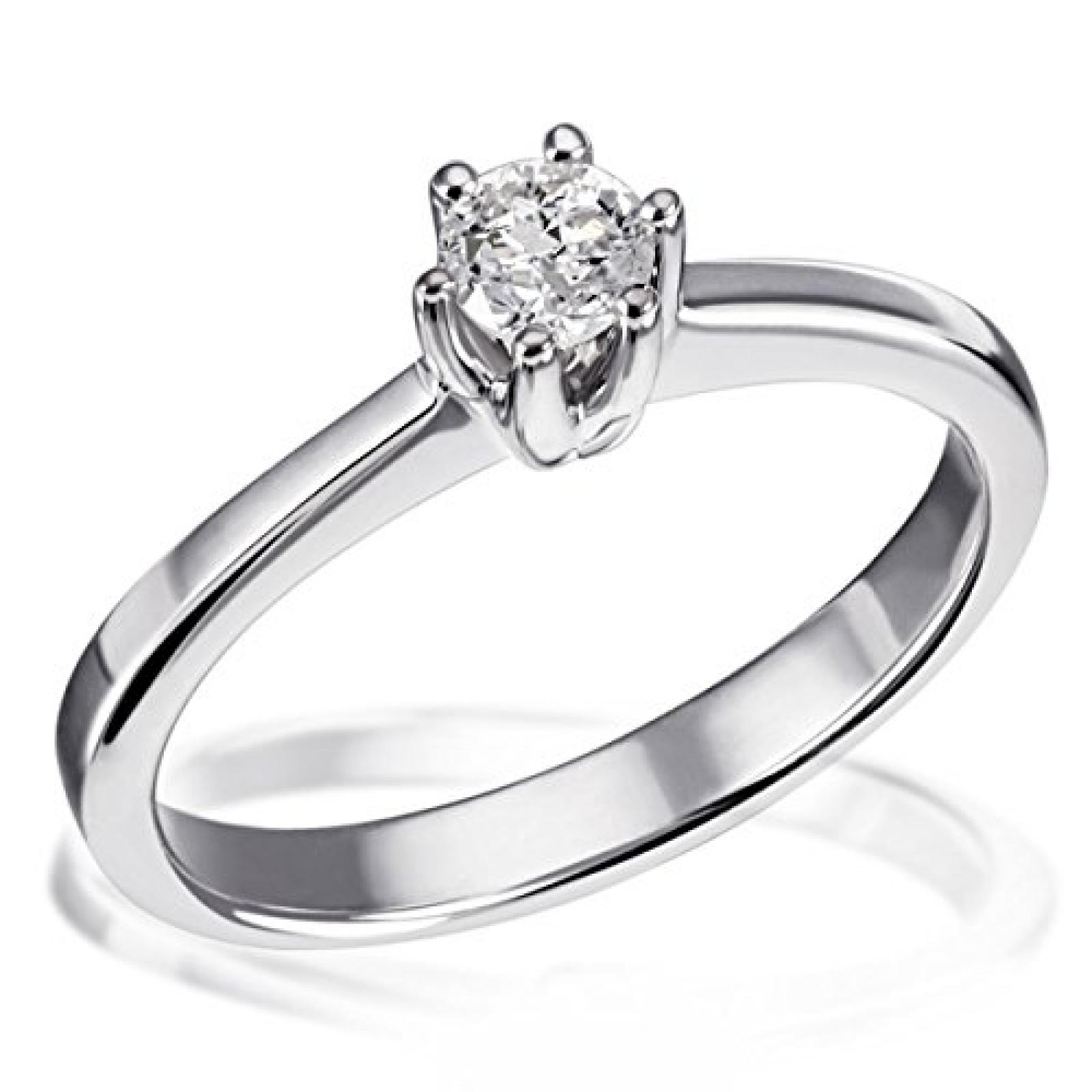 Goldmaid Damen-Ring Solit&auml;r 6er-Stotzen 585 Wei&szlig;gold 1 Brillant 0,25 ct. So R3991WG 