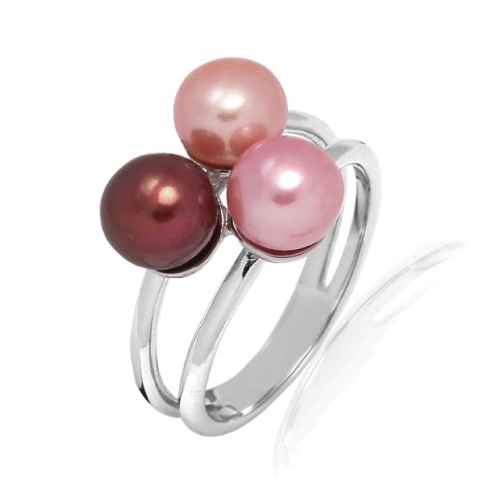 Valero Pearls Damen-Ring Fashion Collection 925 Sterling Silber Süßwasser-Zuchtperlen rosa / pink / purple 60020093 