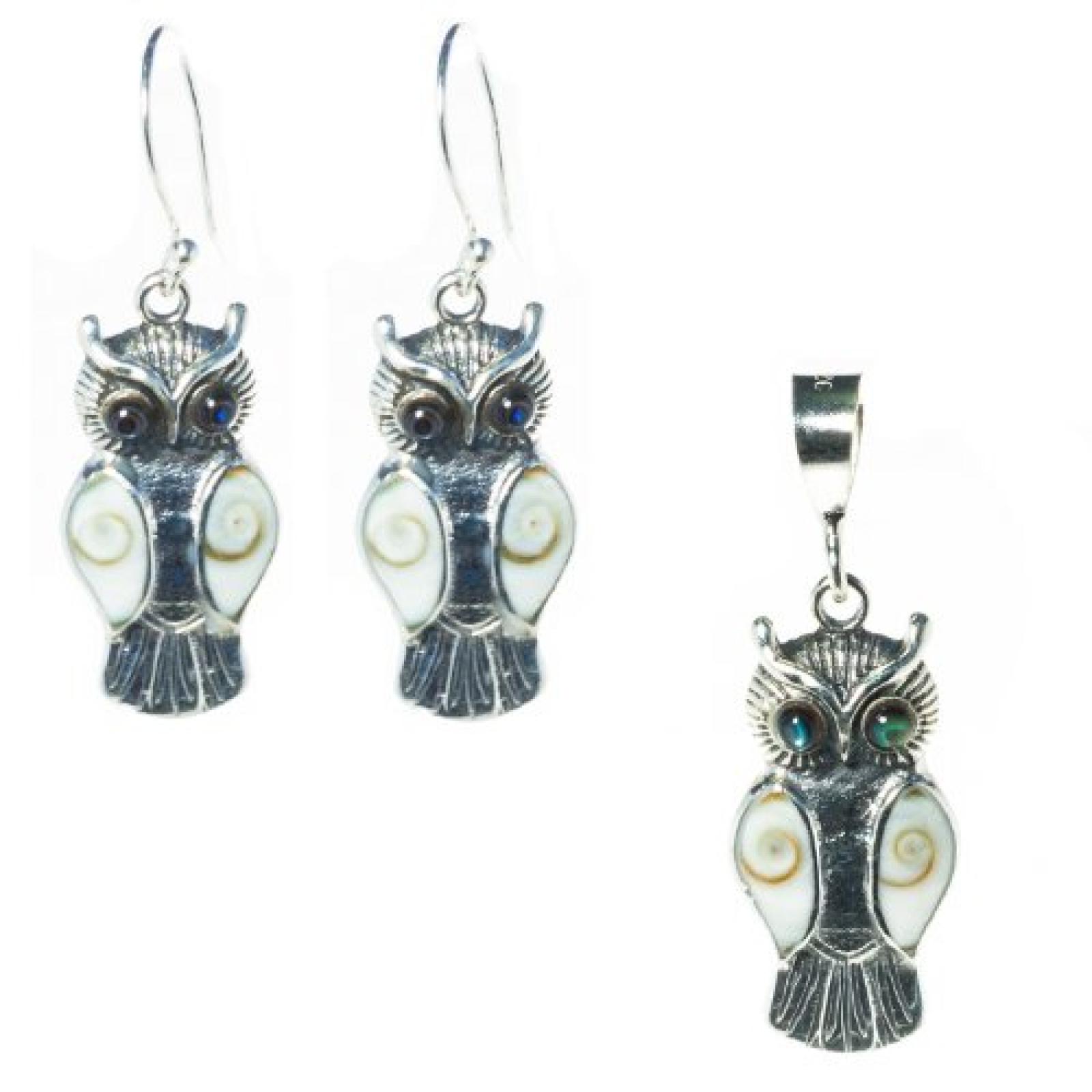Bella Carina Damen Schmuck Set Eule mit Shiva Auge, 925 Sterling Silber Bella Carina Damen Schmuck Set Eule mit Shiva Auge, 925 Sterling Silber